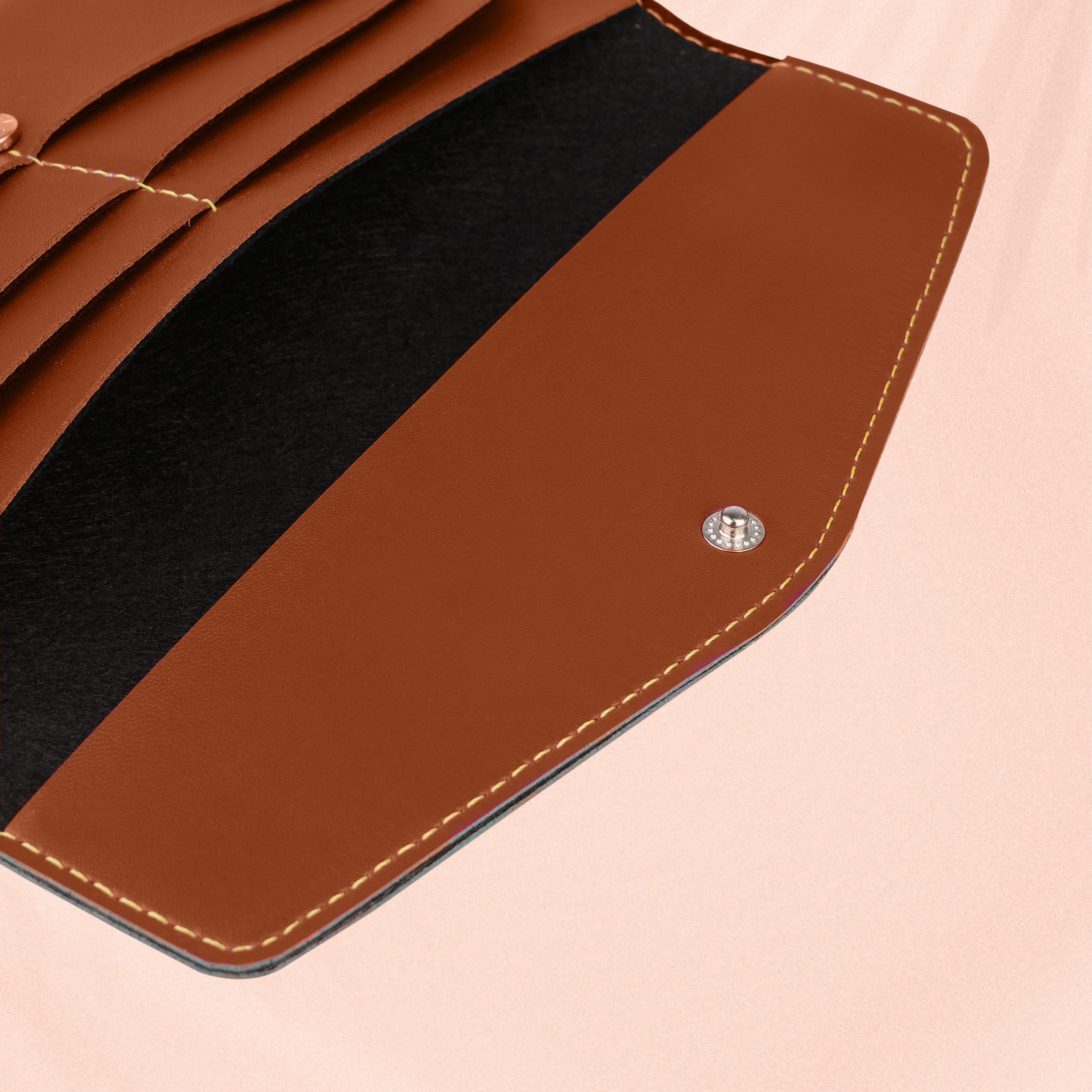 Personalized Charmed Essence Envelope Clutch With Name & Charm - Tan