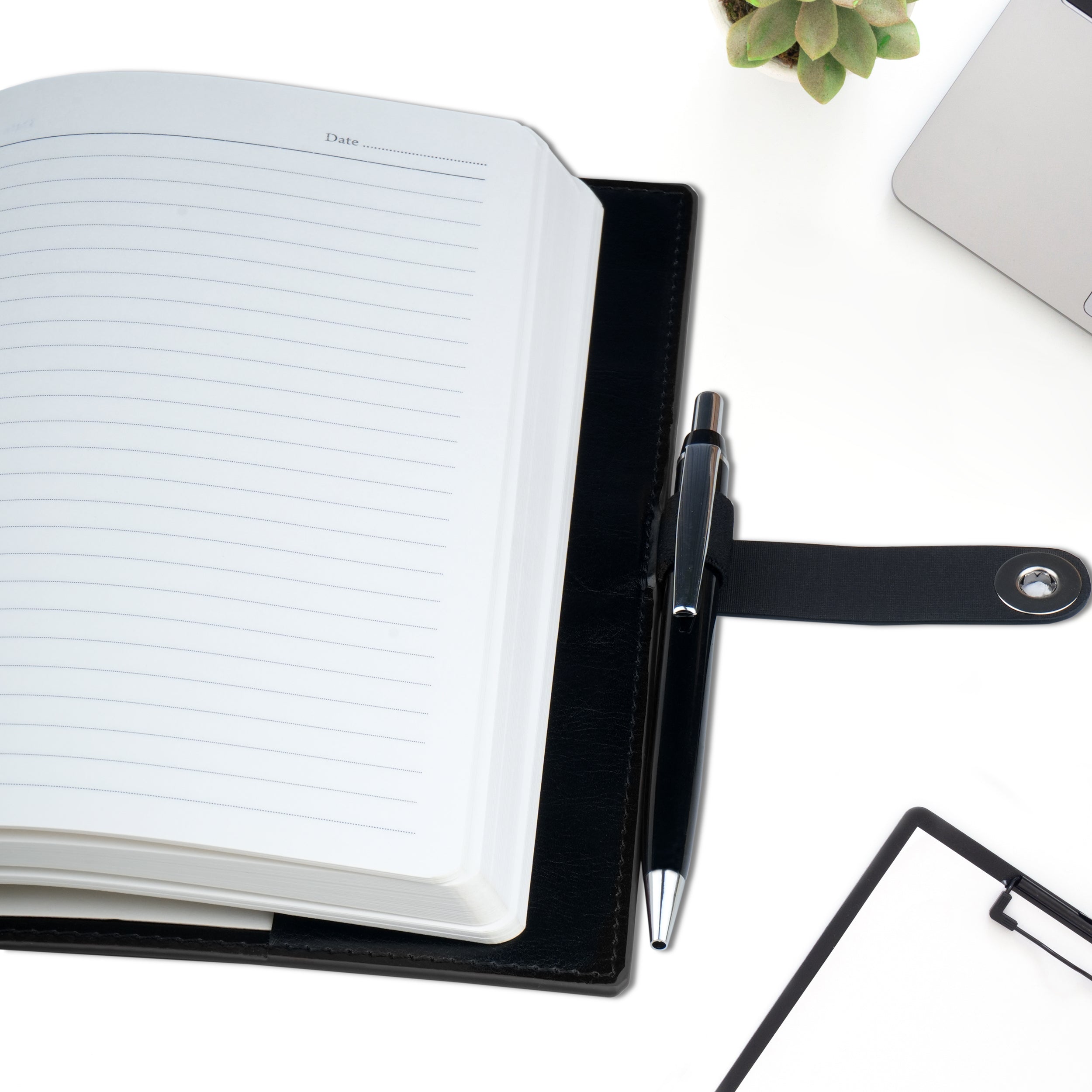 Shadow Line Leather Diary & Pen Gift Set - Black & Brown