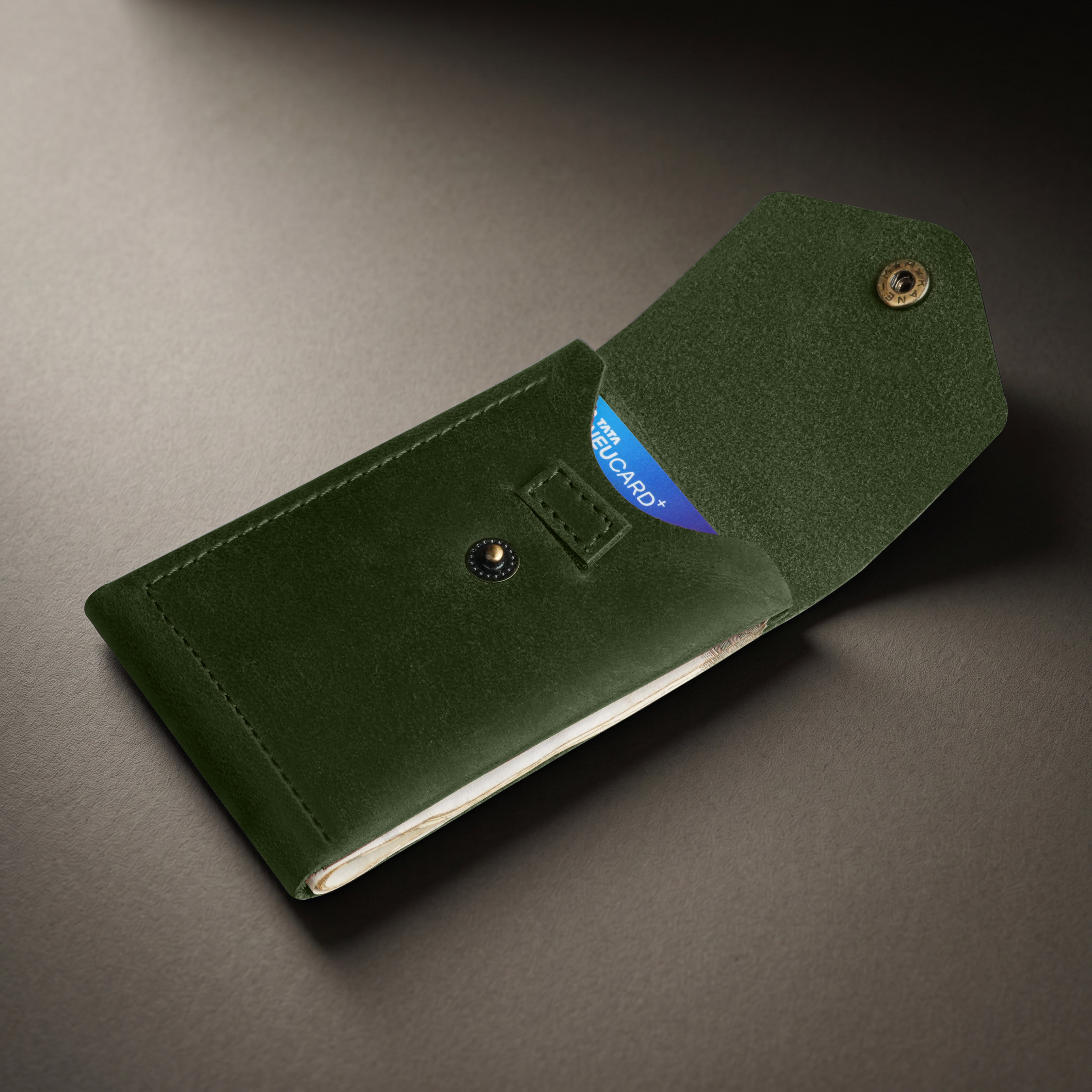 Flip Genuine Leather Wallet - Dark Green