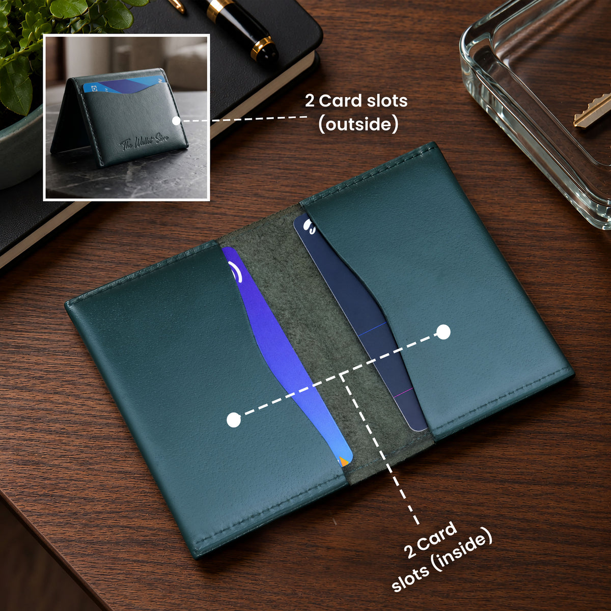Axis Slim Leather Cardholder - Green