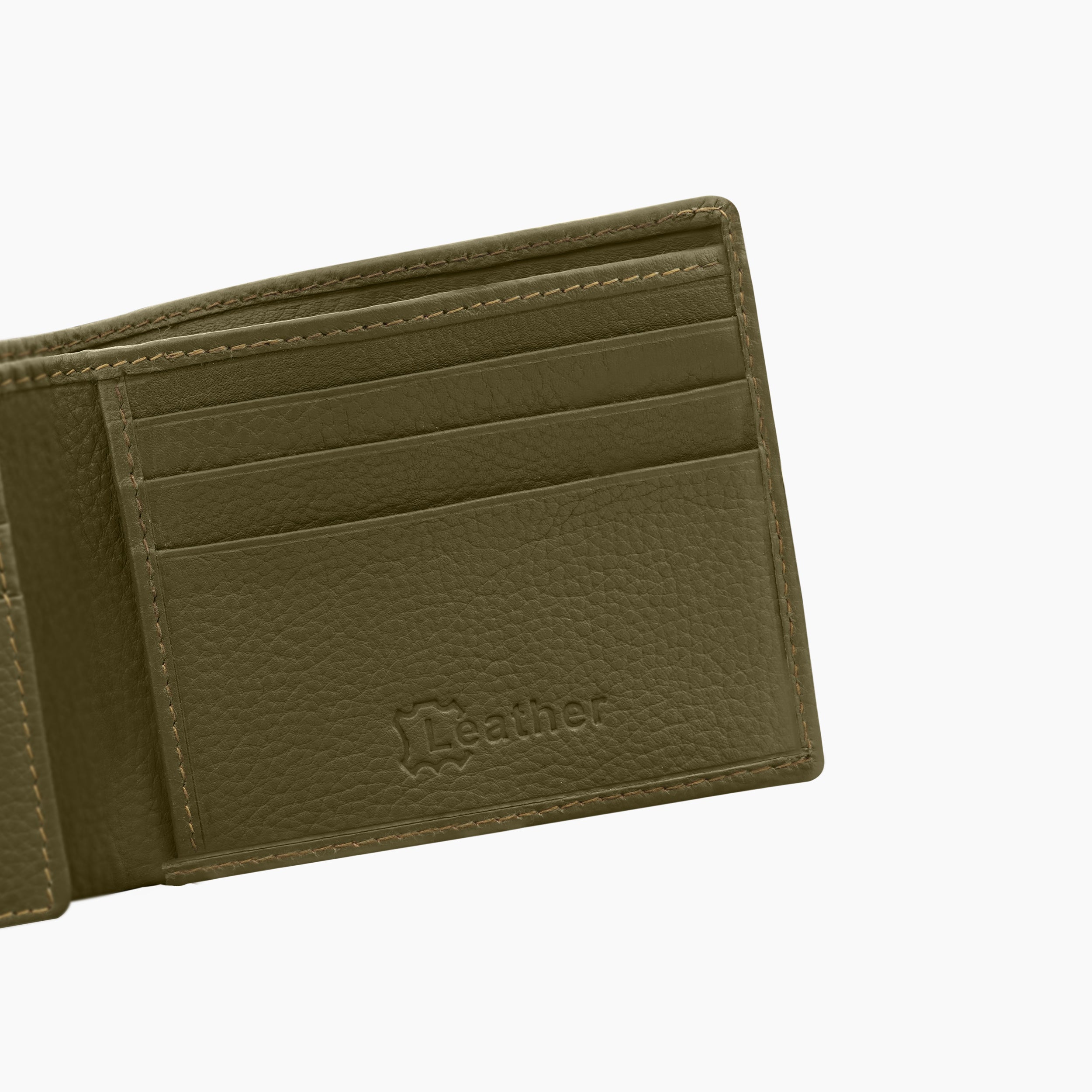 Noble Stripes Leather Wallet For Men - Green