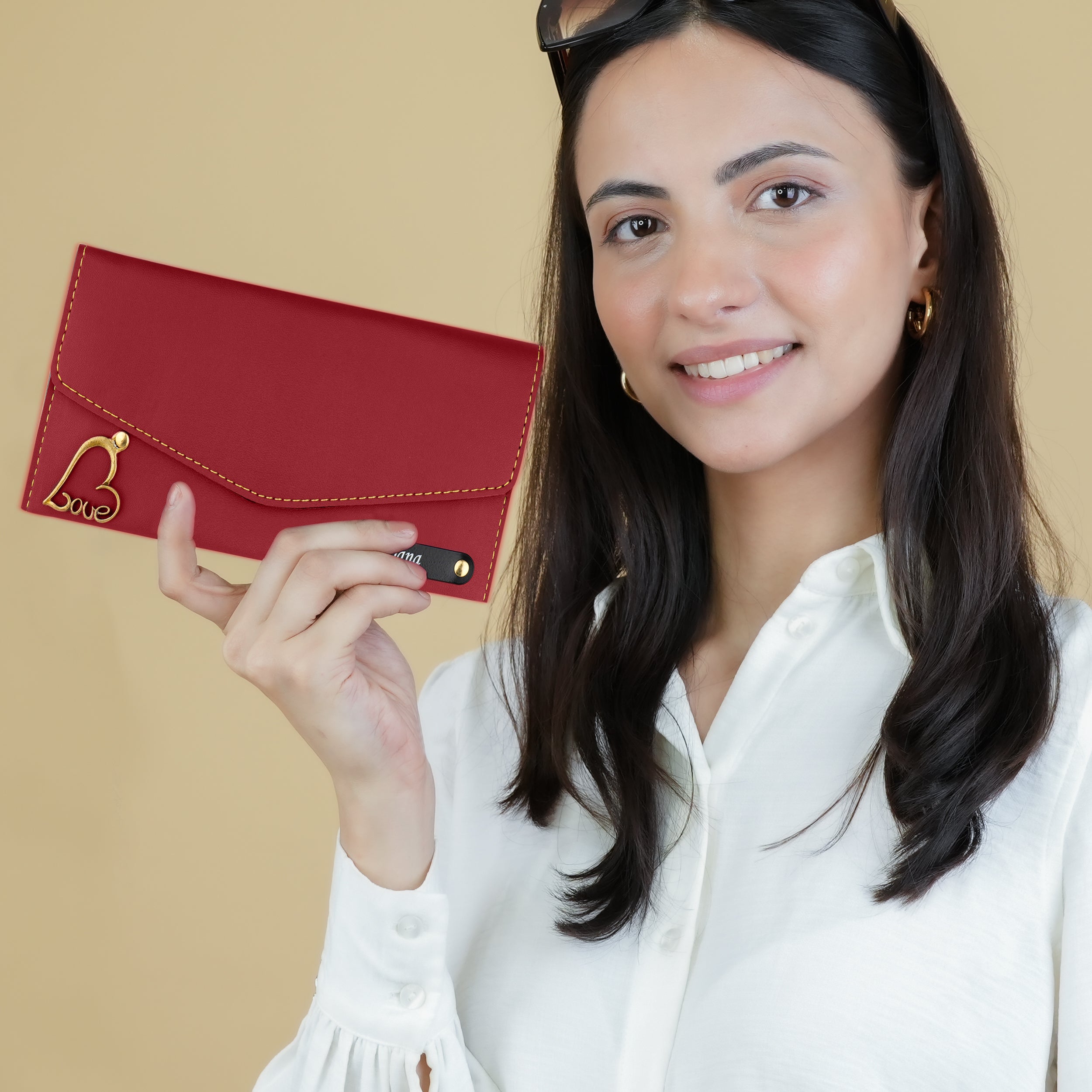 Personalized Charmed Essence Envelope Clutch With Name & Charm - Red