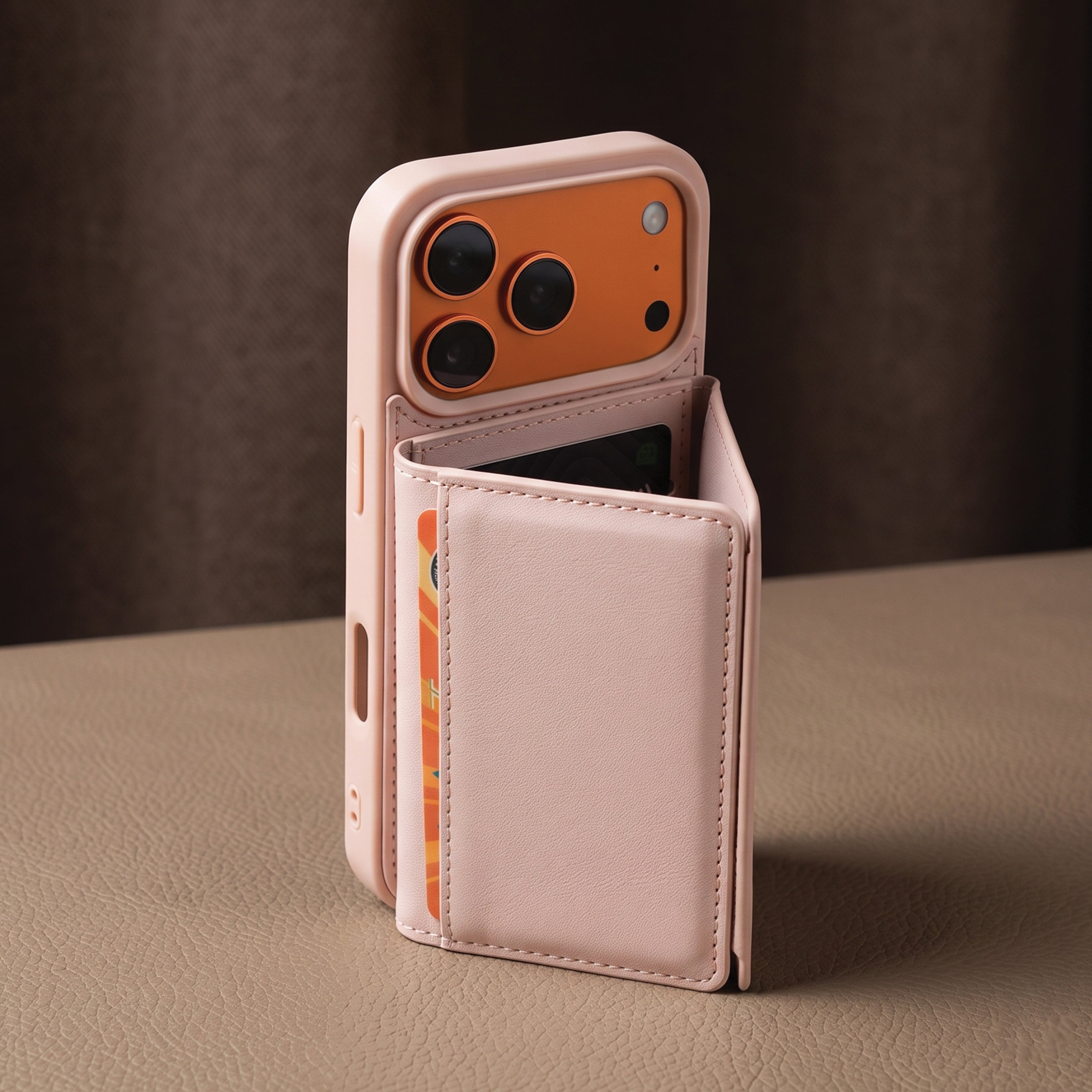 iPhone 17 Pro Max Magnetic Case with Detachable Cardholder - Pink