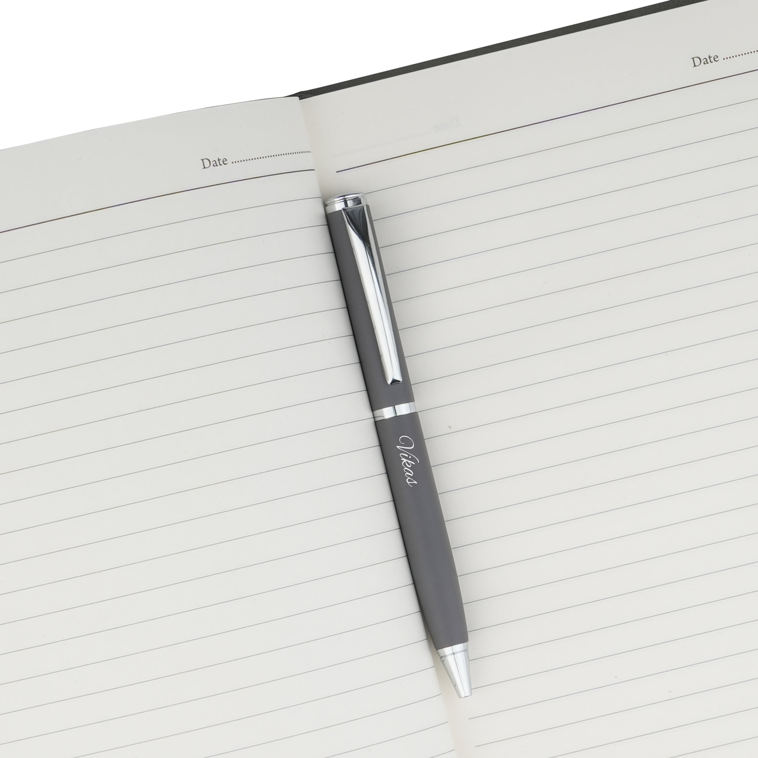 Silver Edge Personalized Diary & Pen Gift Set