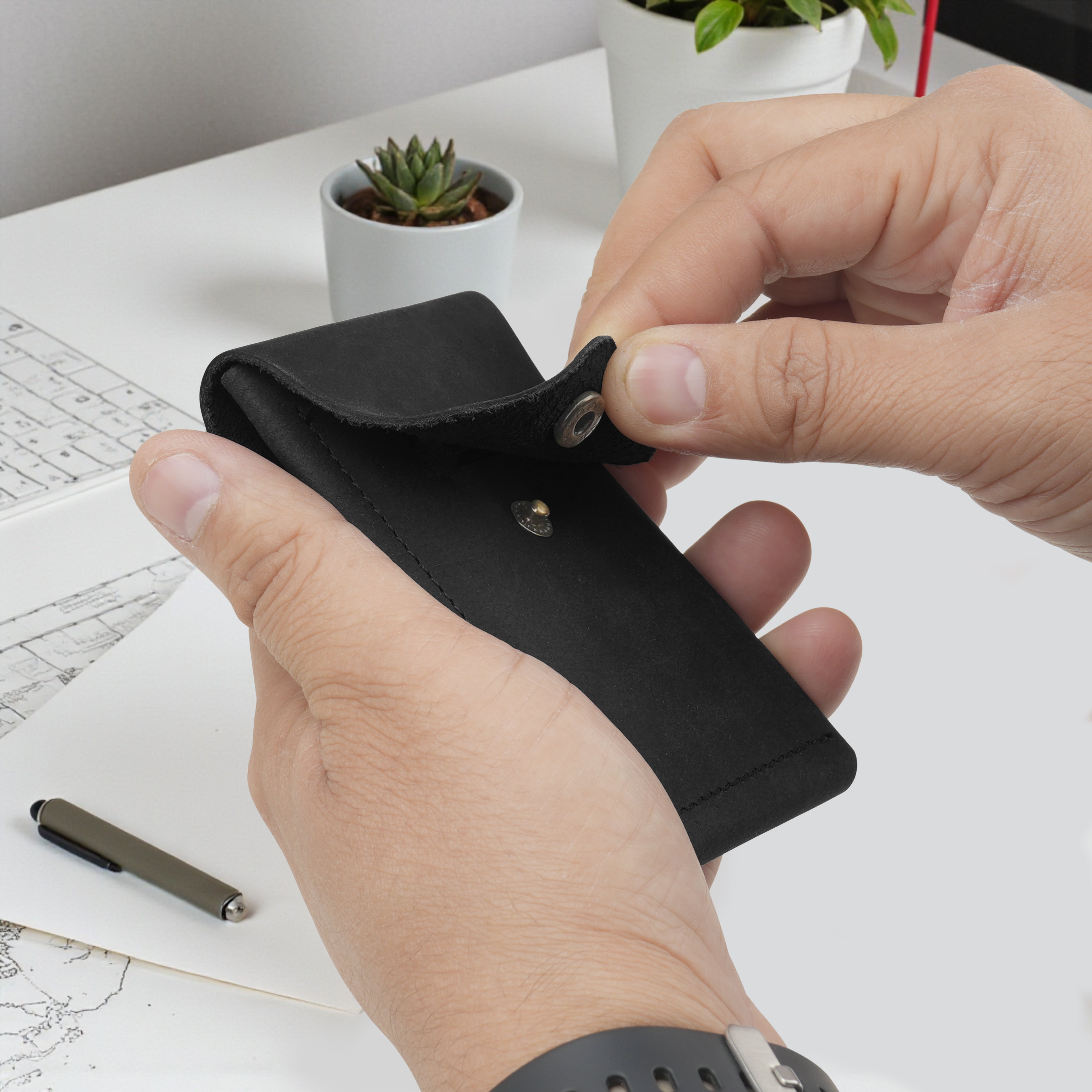 Flip Genuine Leather Wallet - Black