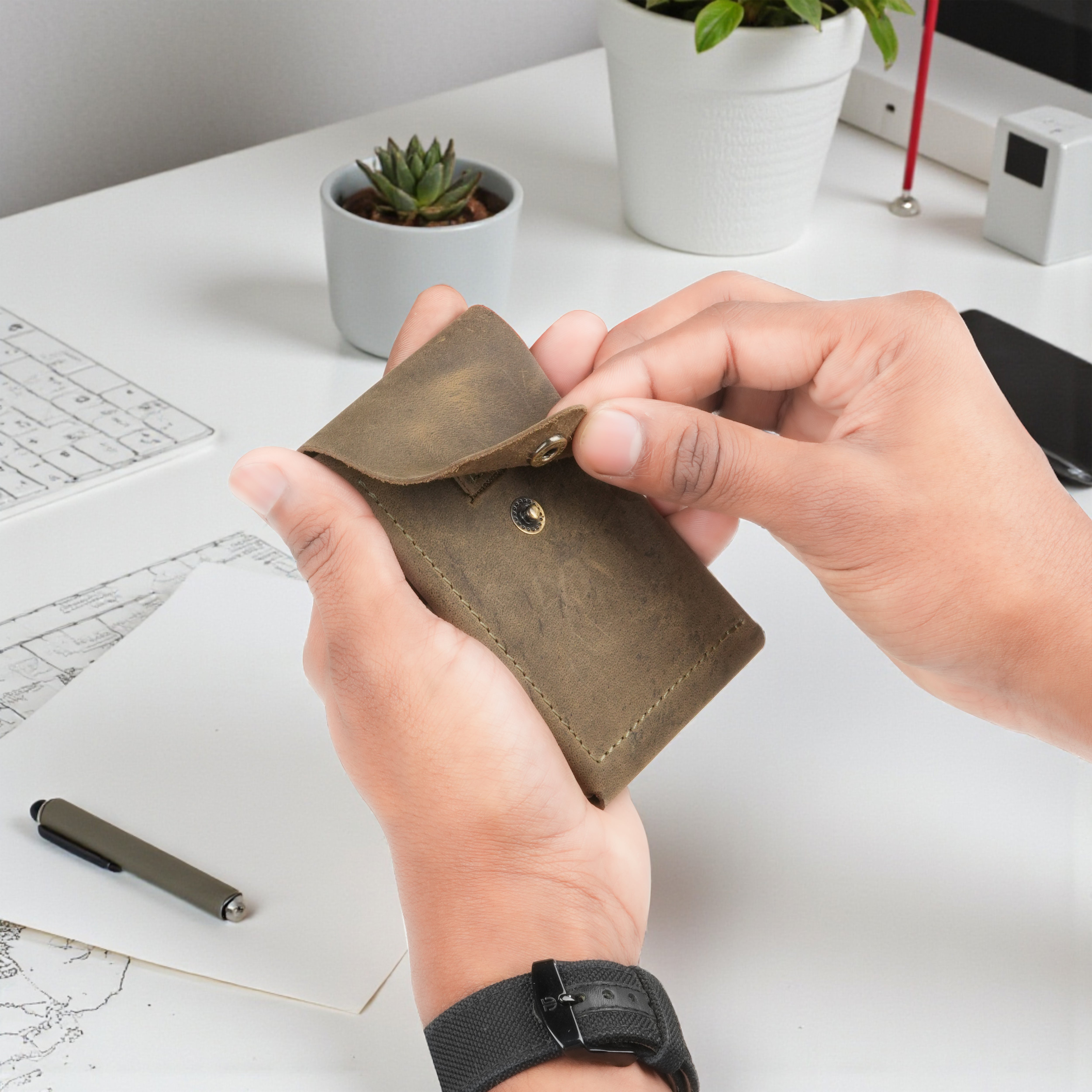 Flip Genuine Leather Wallet - Green