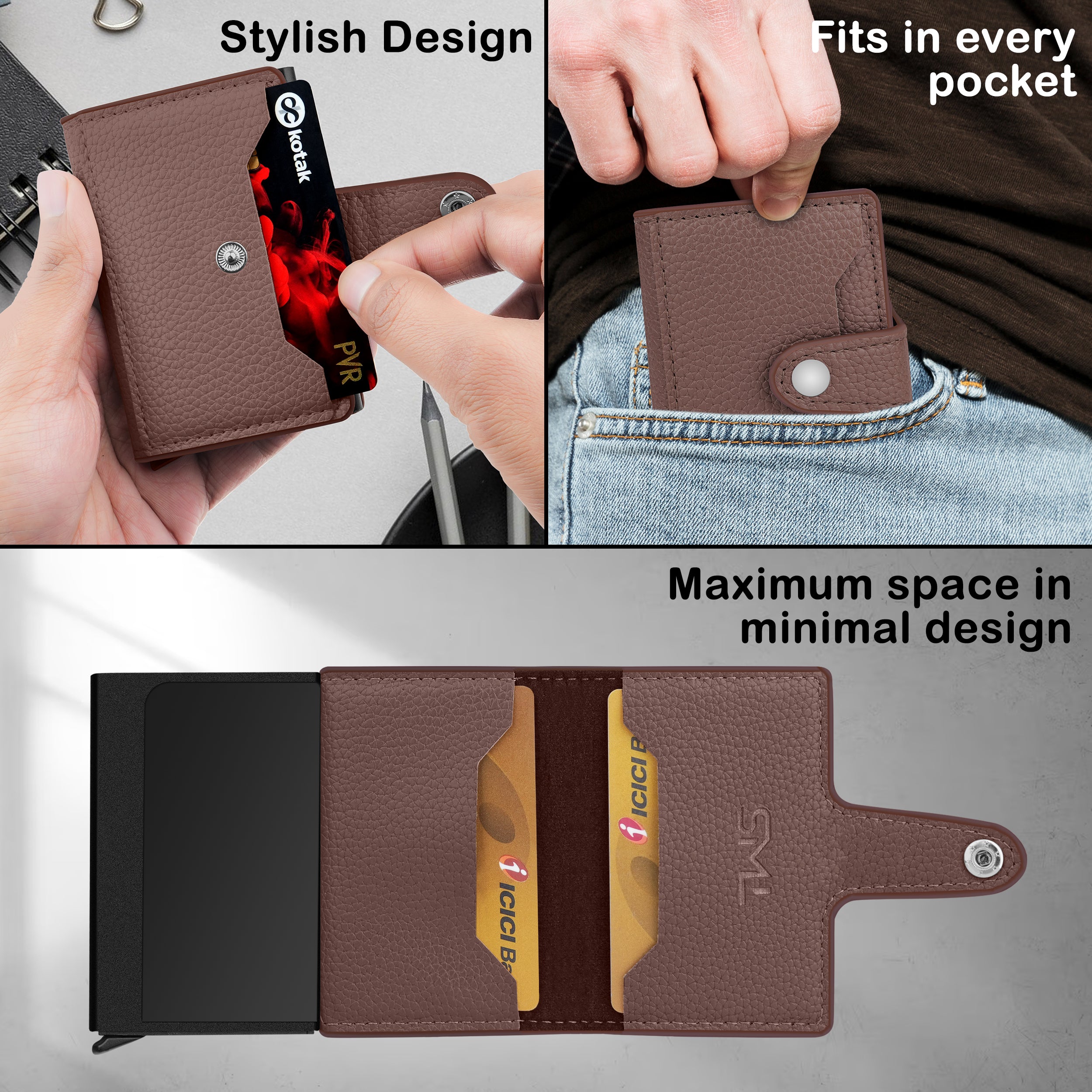 Stealth Shield RFID Protected Pop-Up Wallet Cardholder - Brown