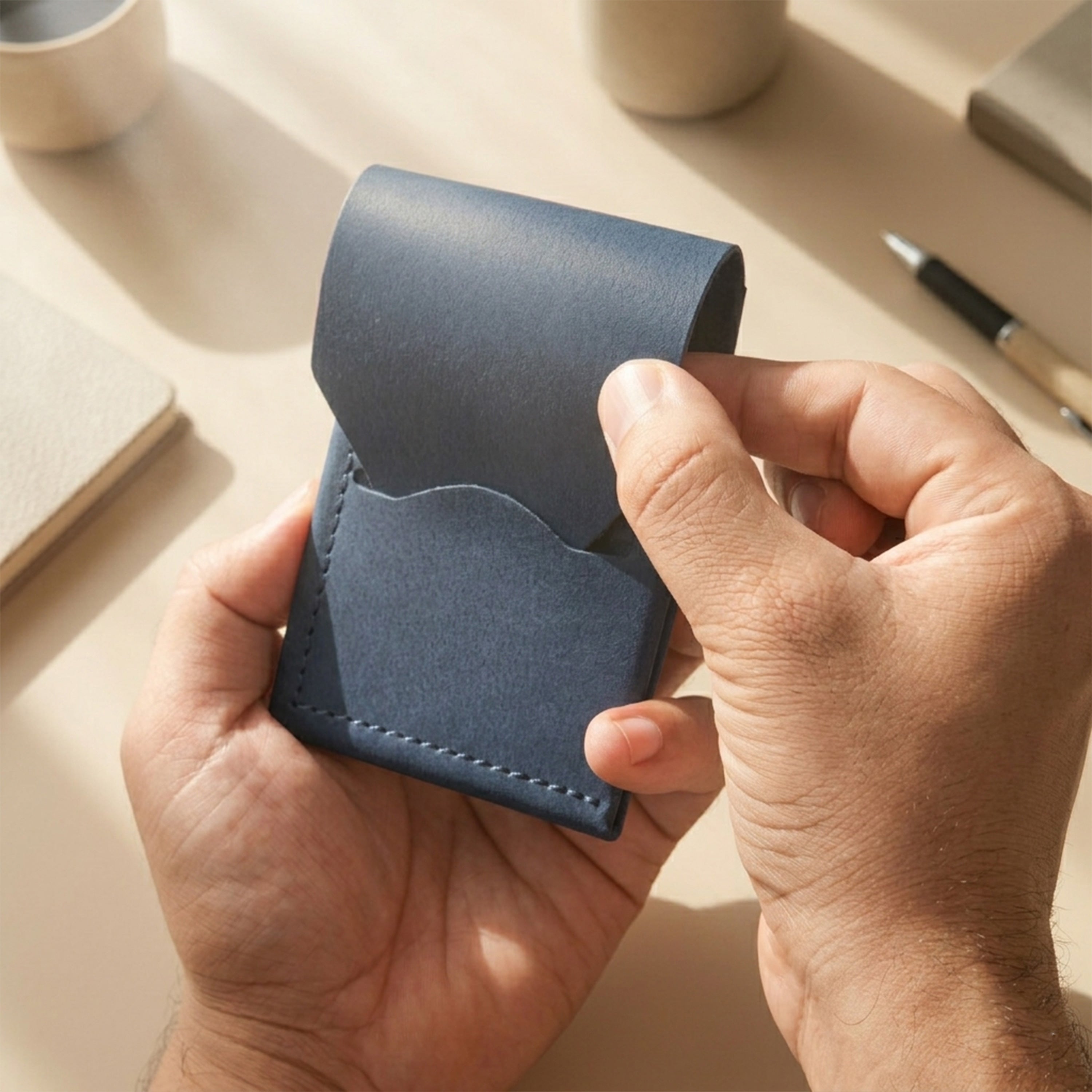 Urban Flip Genuine Leather Wallet - Blue