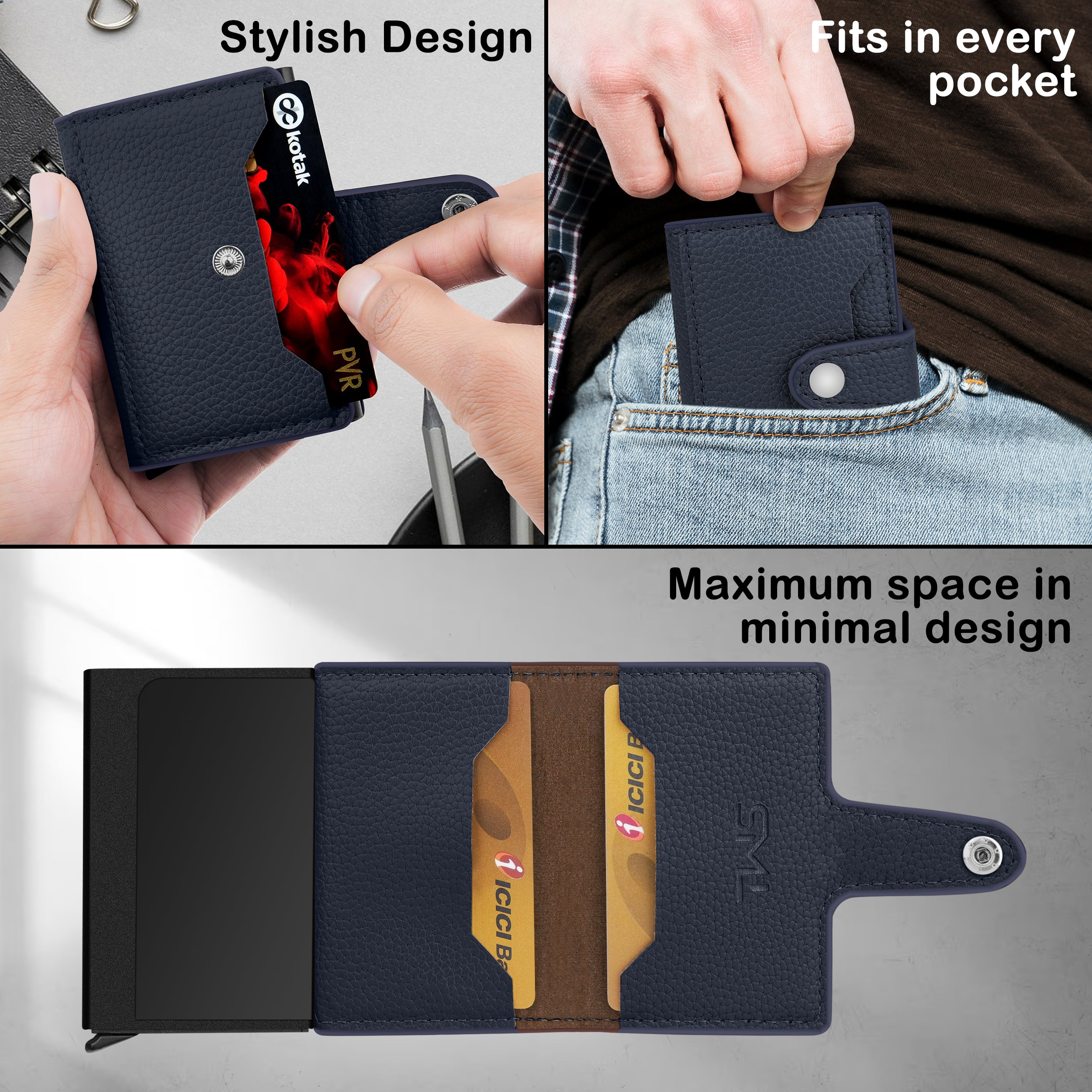 Stealth Shield RFID Protected Pop-Up Wallet Cardholder - Blue