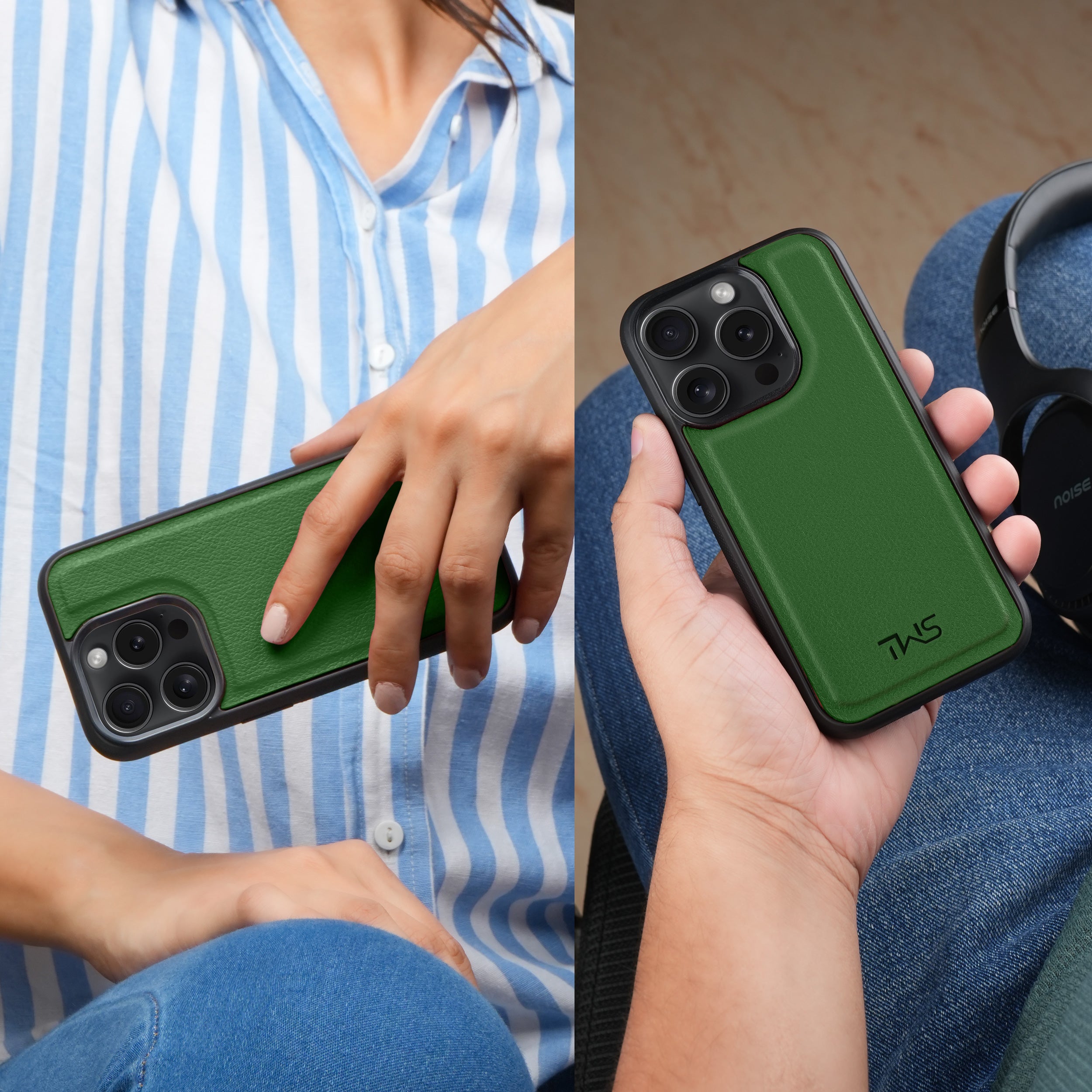 Premium Vegan Leather iPhone Case Cover - Green