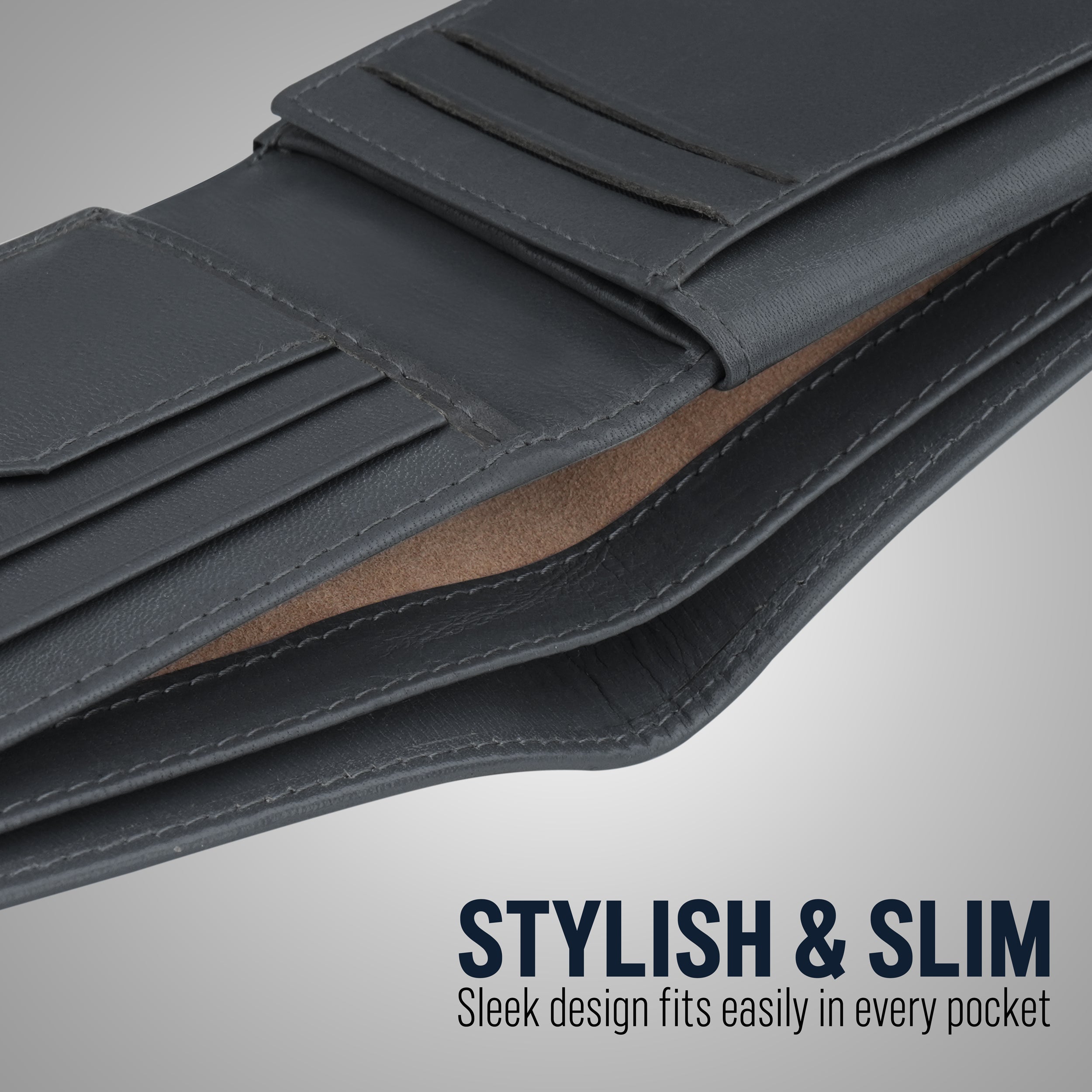 Eternal Solid Leather Wallet For Men - Grey
