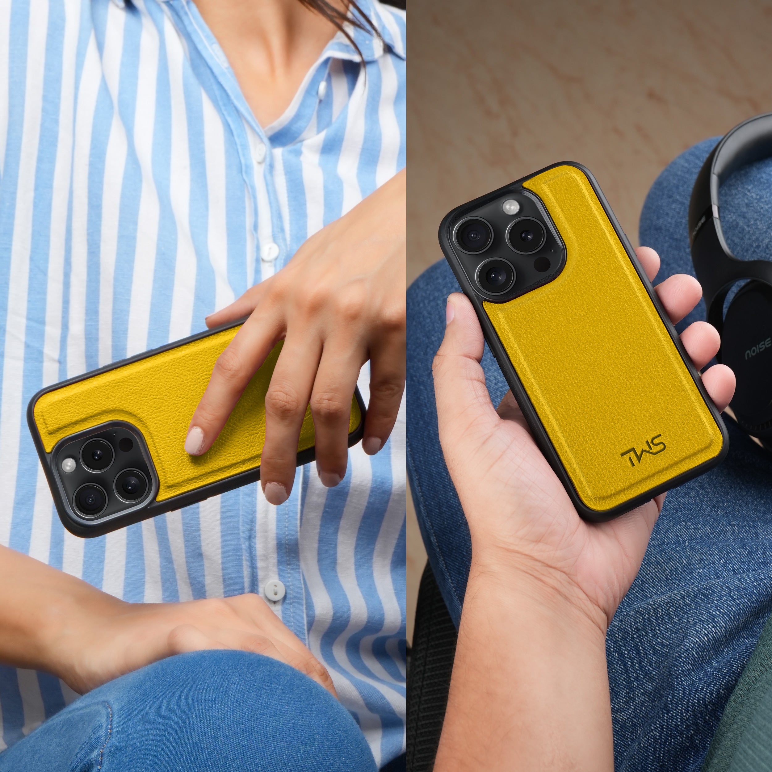 Premium Vegan Leather iPhone Case Cover - Yellow