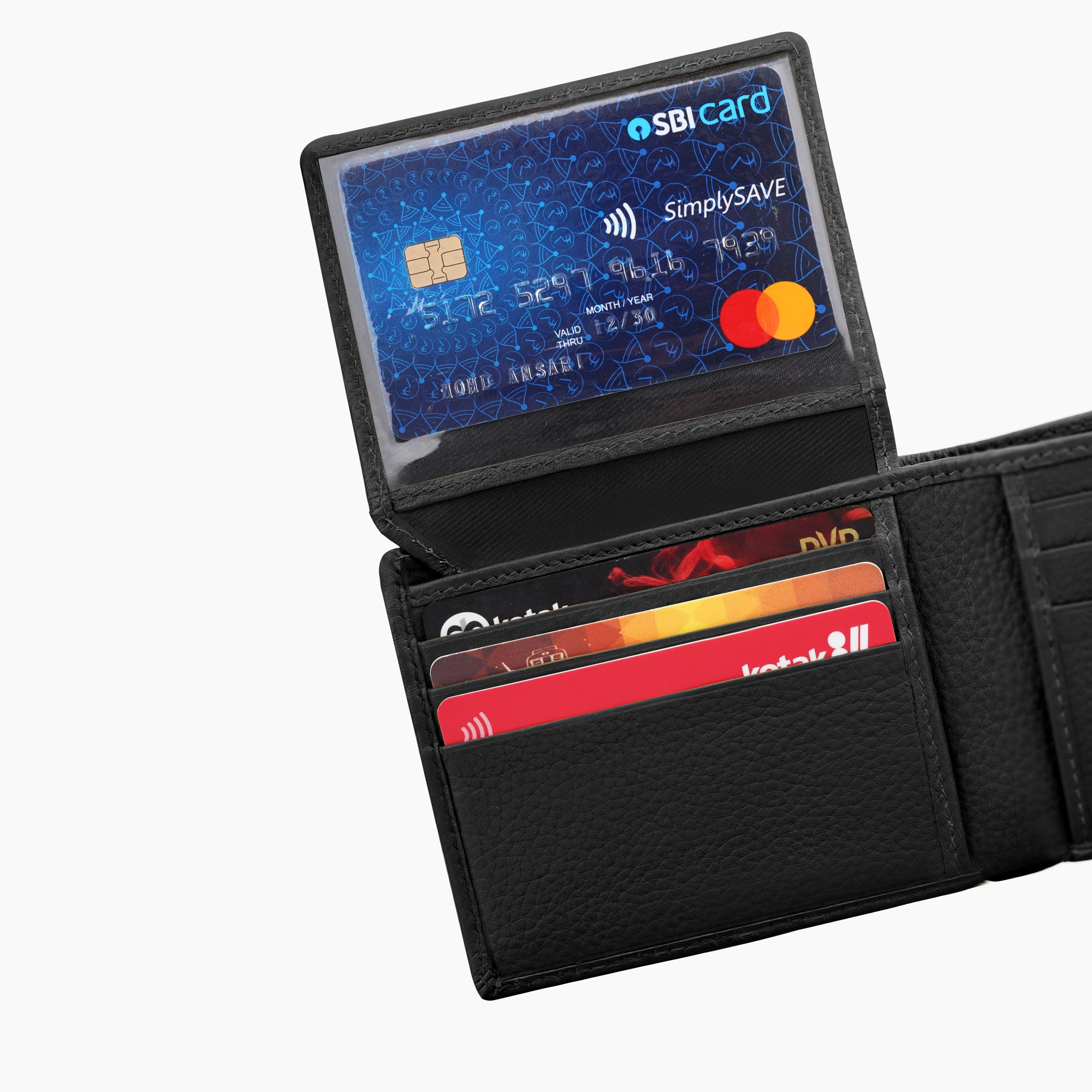 Noble Stripes Leather Wallet For Men - Black