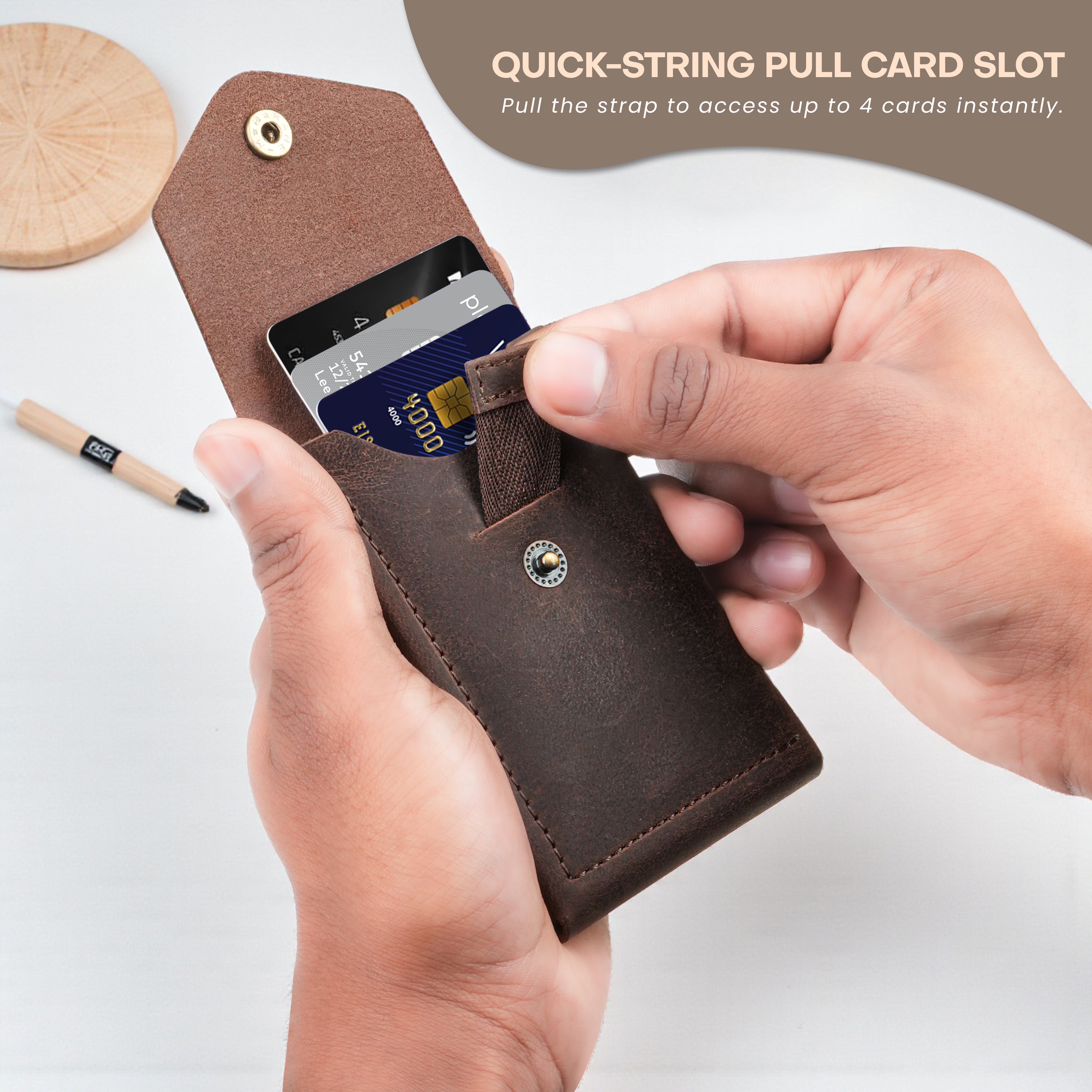 Flip Genuine Leather Wallet - Brown