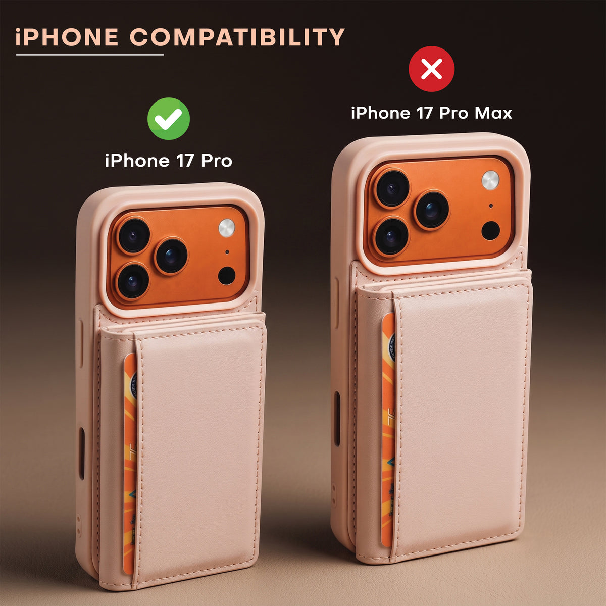 iPhone 17 Pro Magnetic Case with Detachable Cardholder - Pink