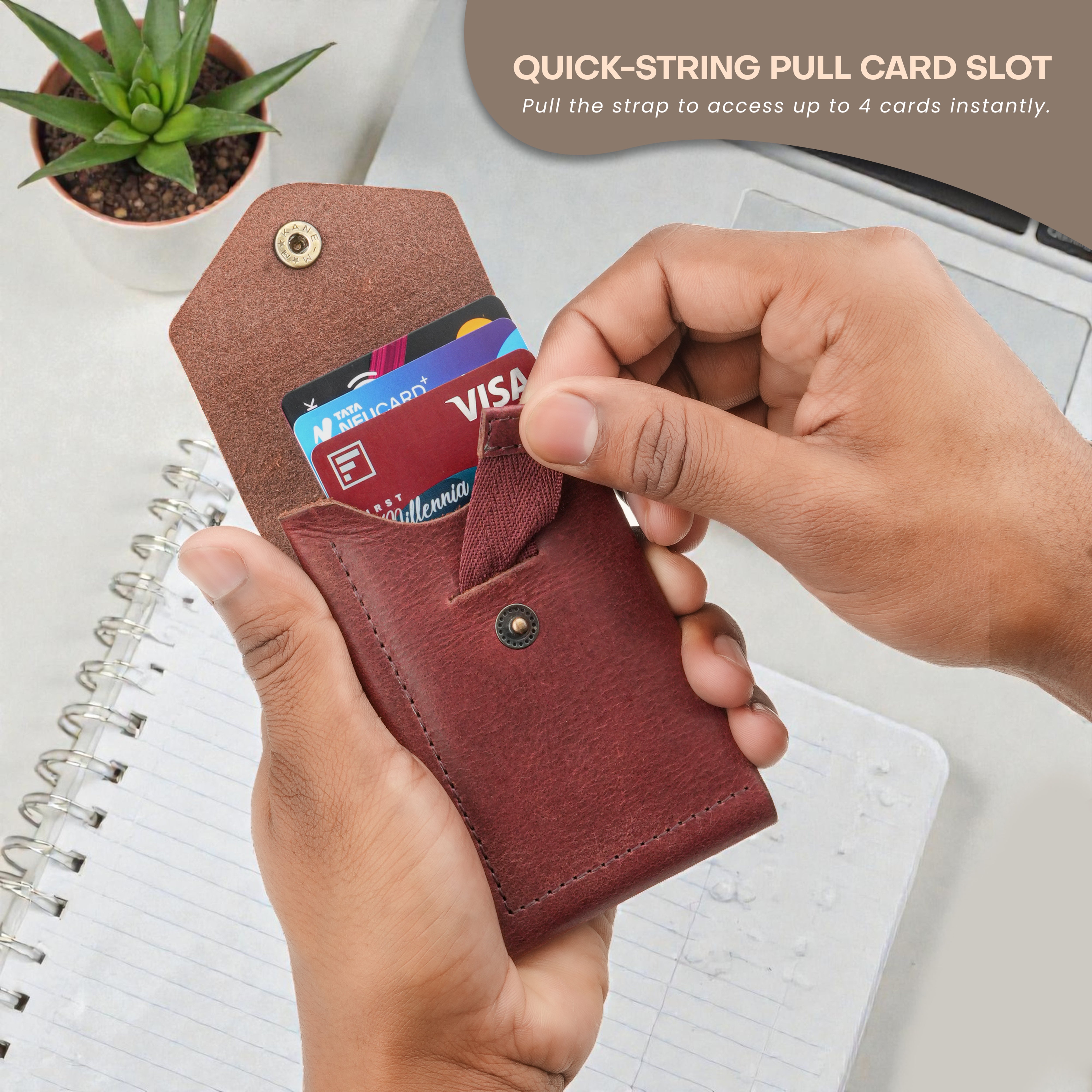 Flip Genuine Leather Wallet - Wine