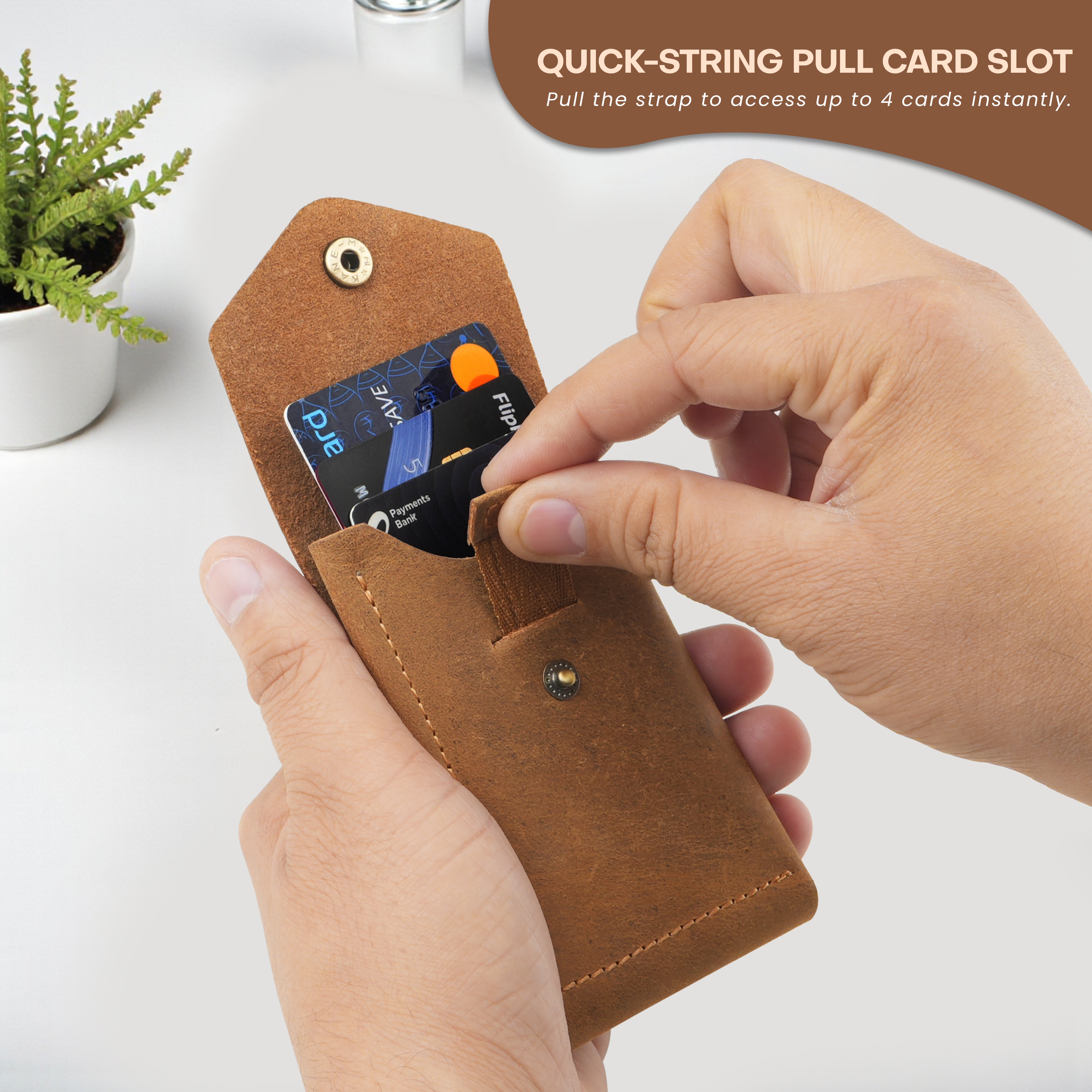 Flip Genuine Leather Wallet - Tan