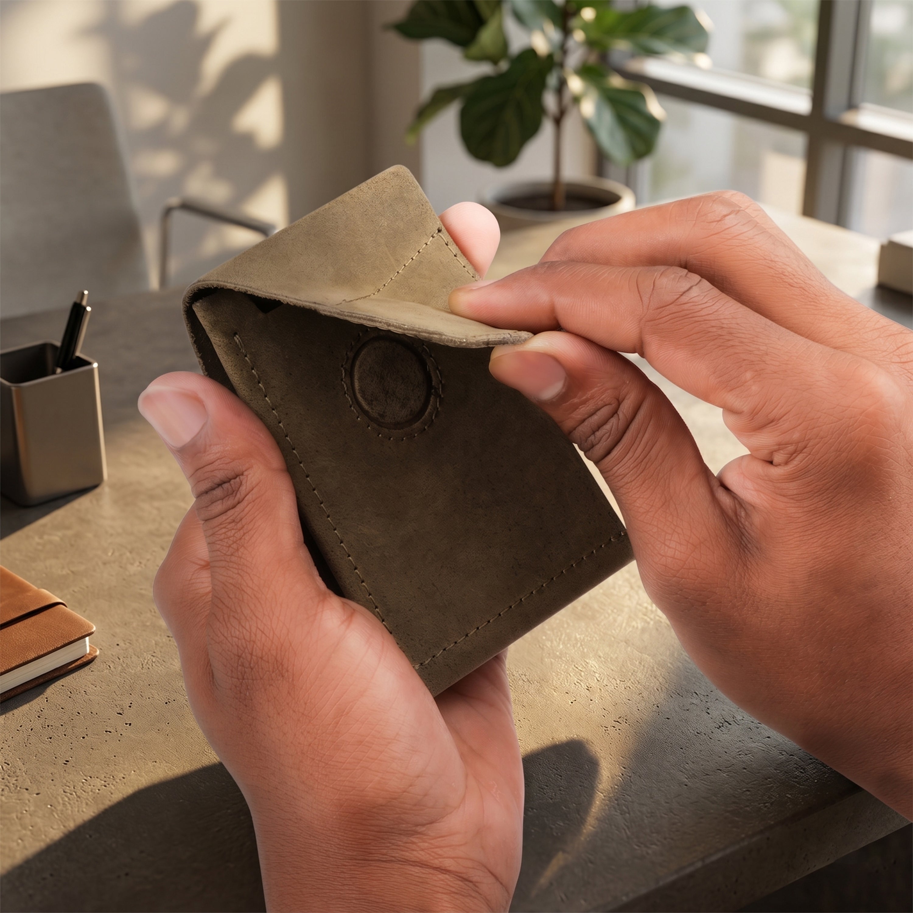 Flip Genuine Leather Wallet With Magnetic Closure - Green