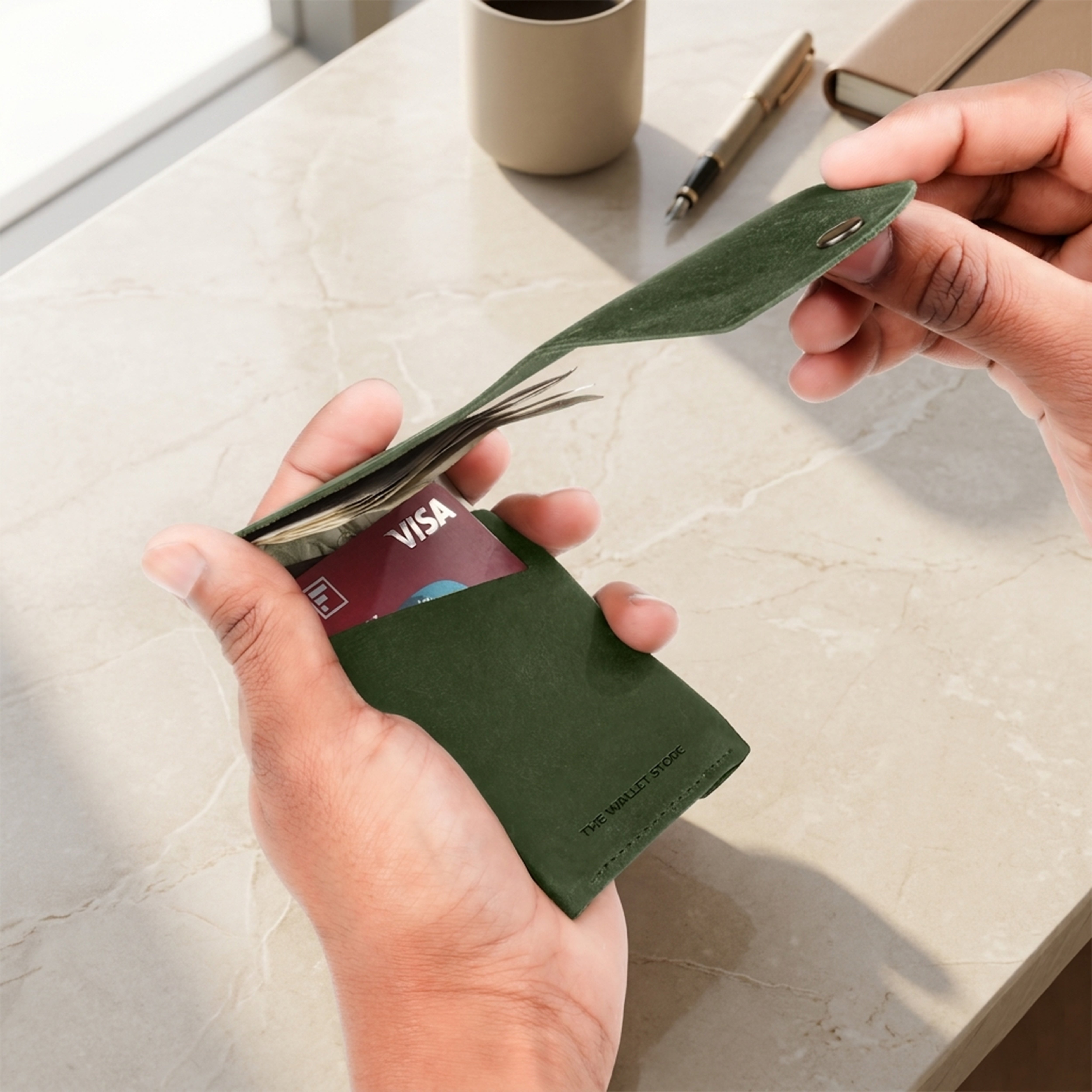 Flip Genuine Leather Wallet - Dark Green