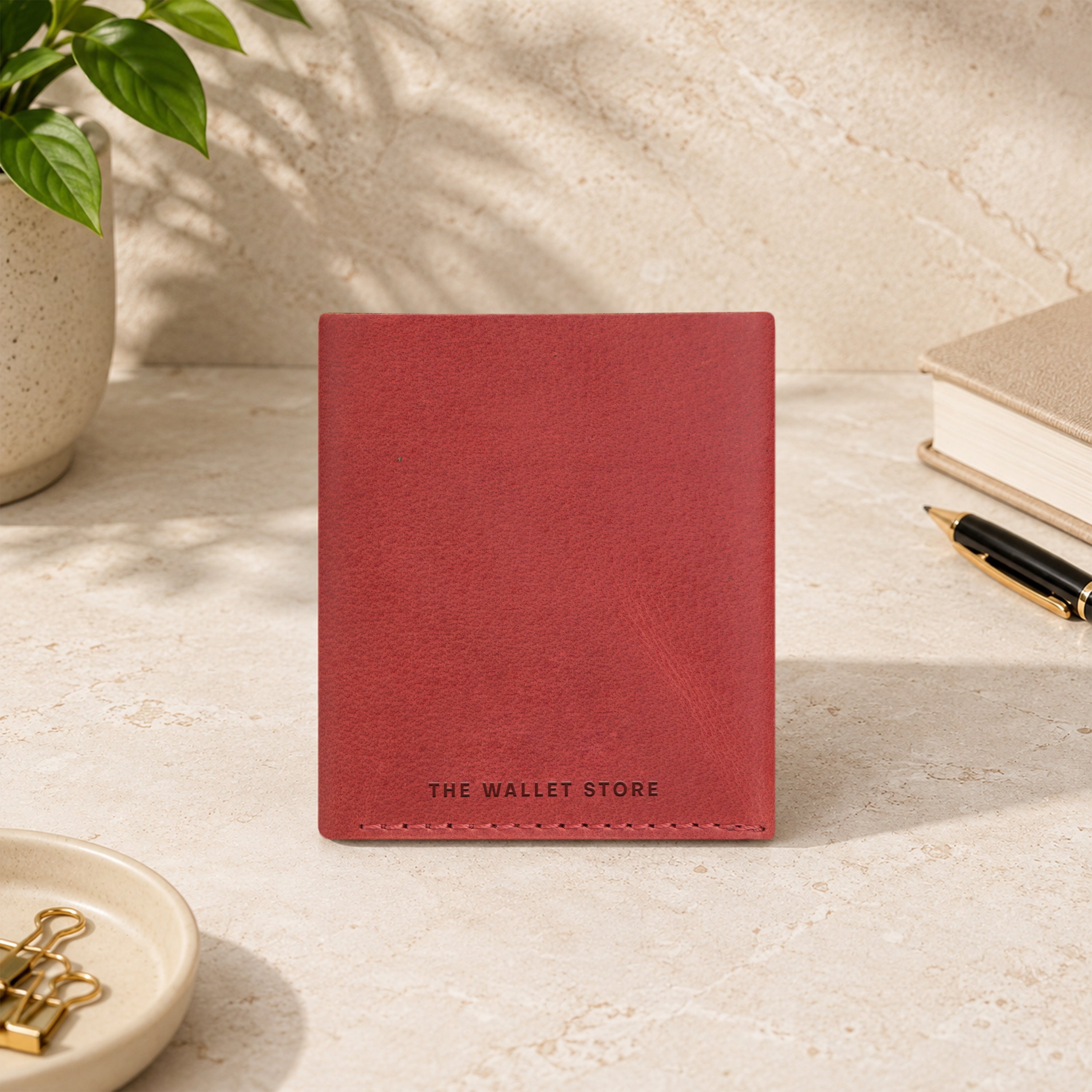 Snapper Minimalist Genuine Leather Wallet - Red