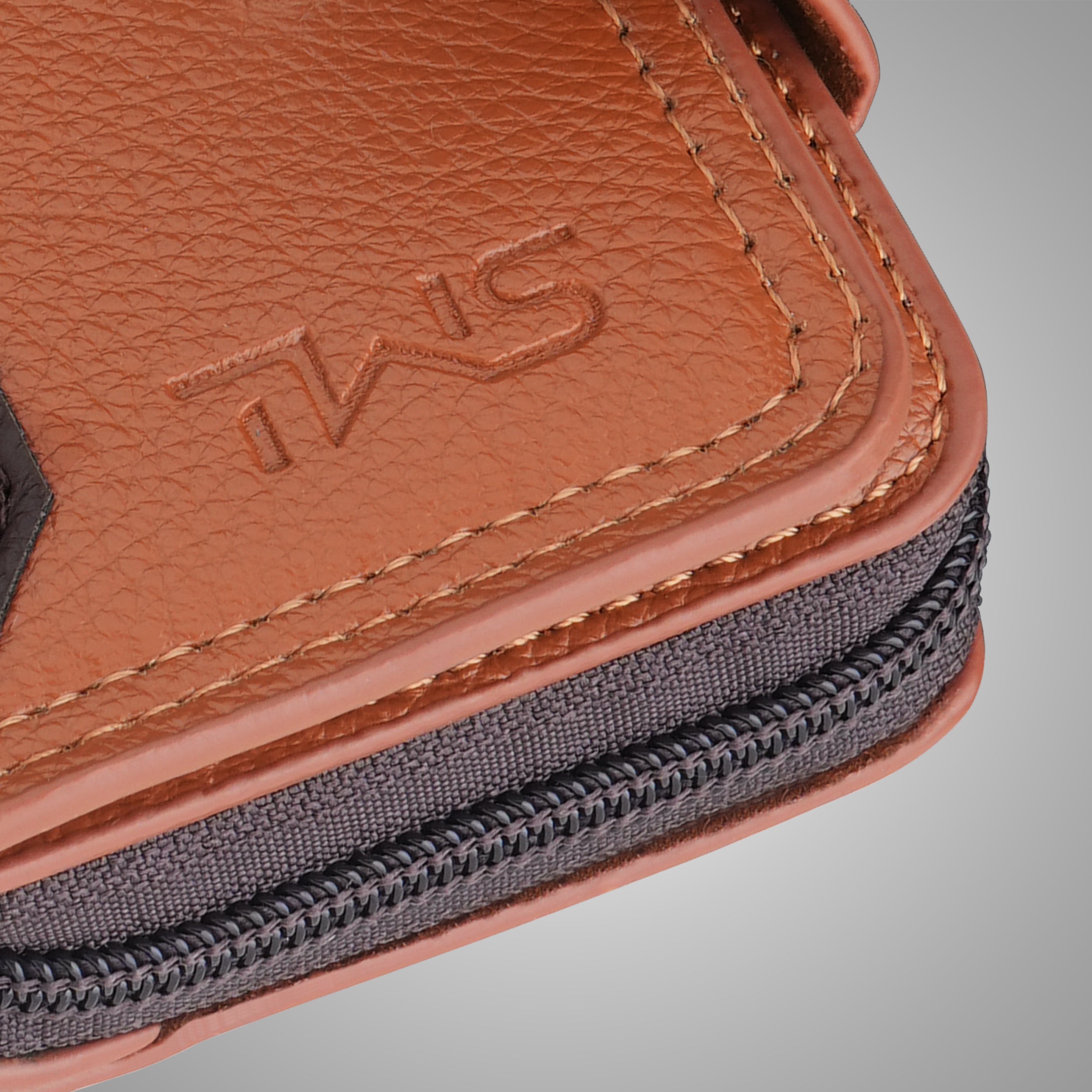 Secure Mate Vegan Leather Zipper Wallet - Tan Brown