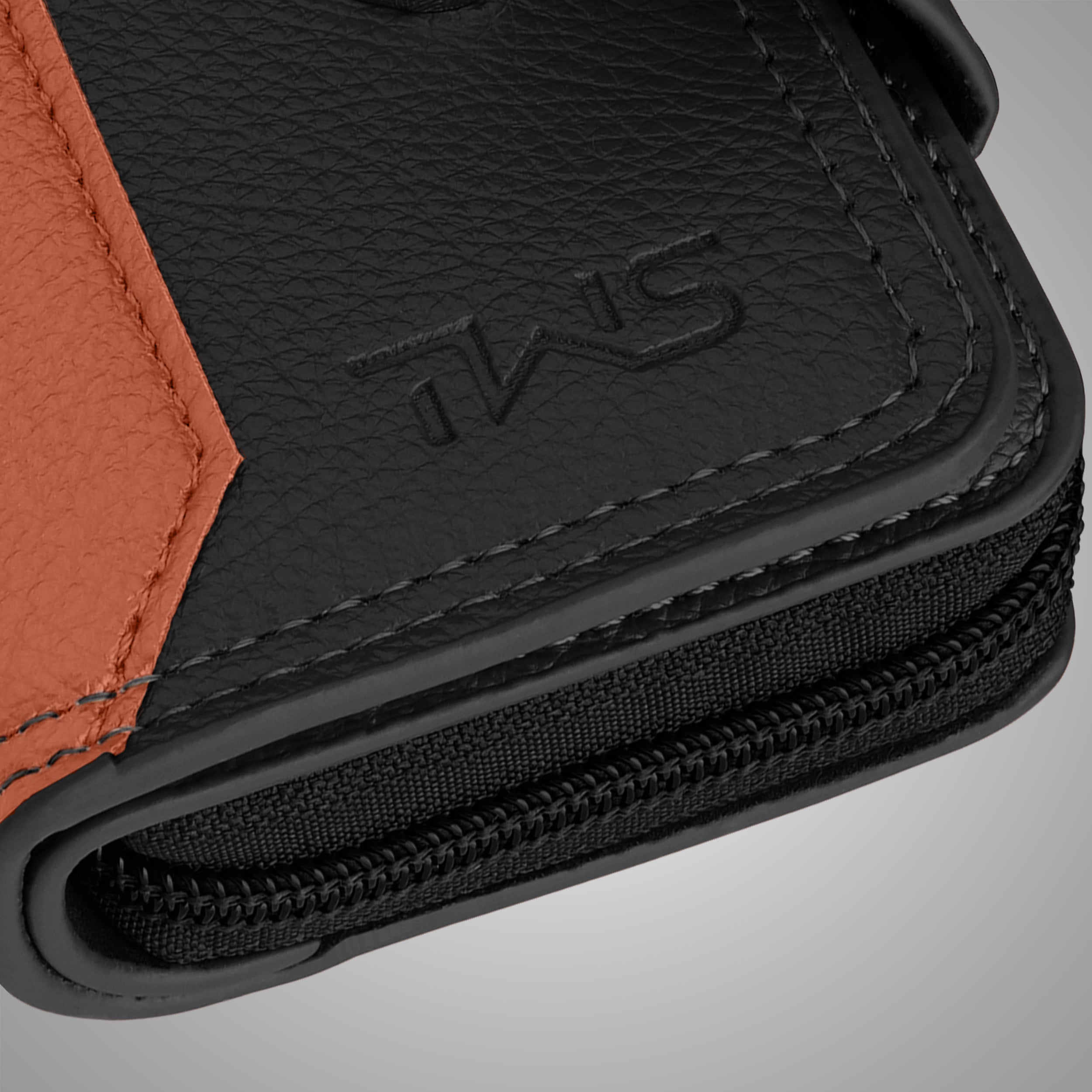Secure Mate Vegan Leather Zipper Wallet - Black Tan