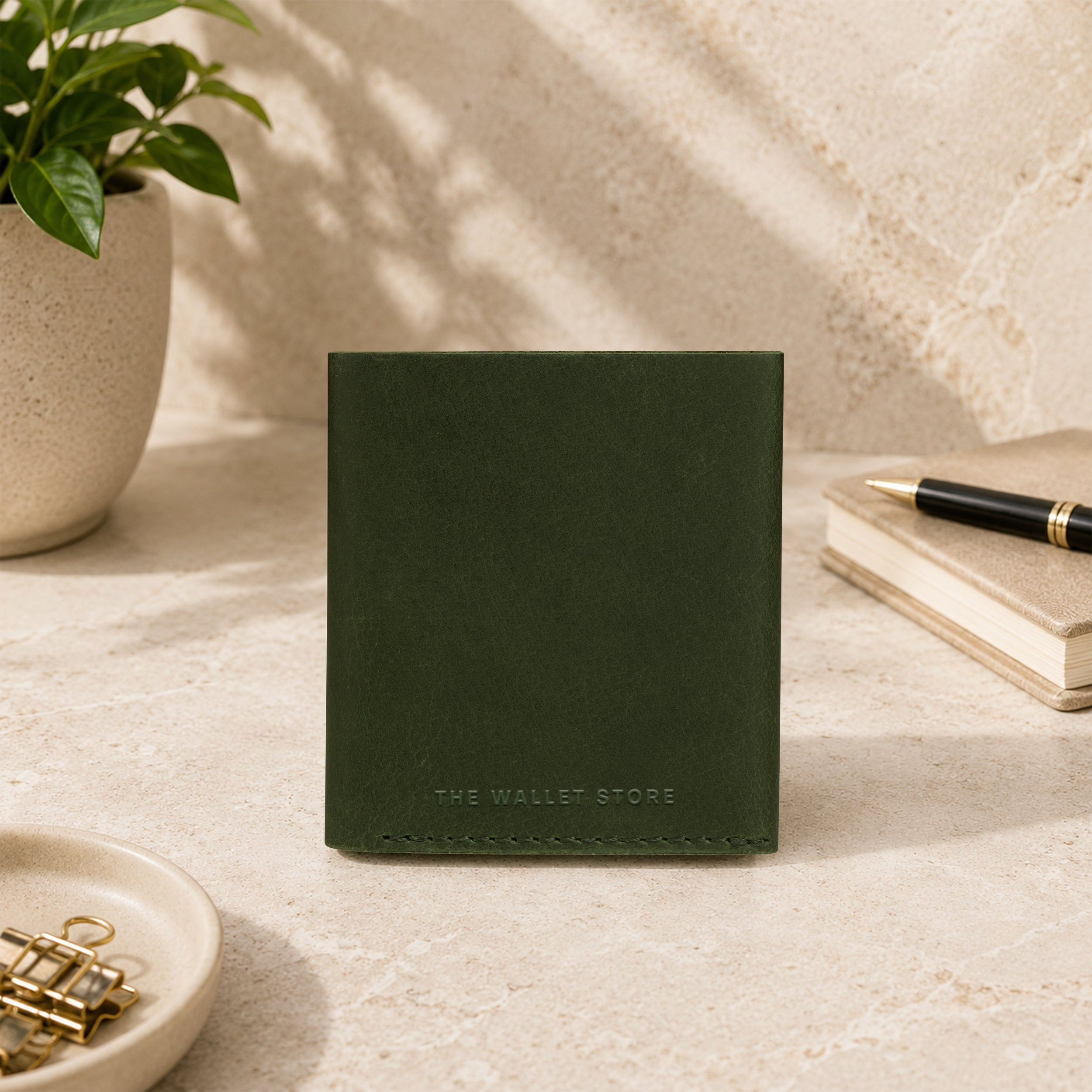 Snapper Minimalist Genuine Leather Wallet - Dark Green