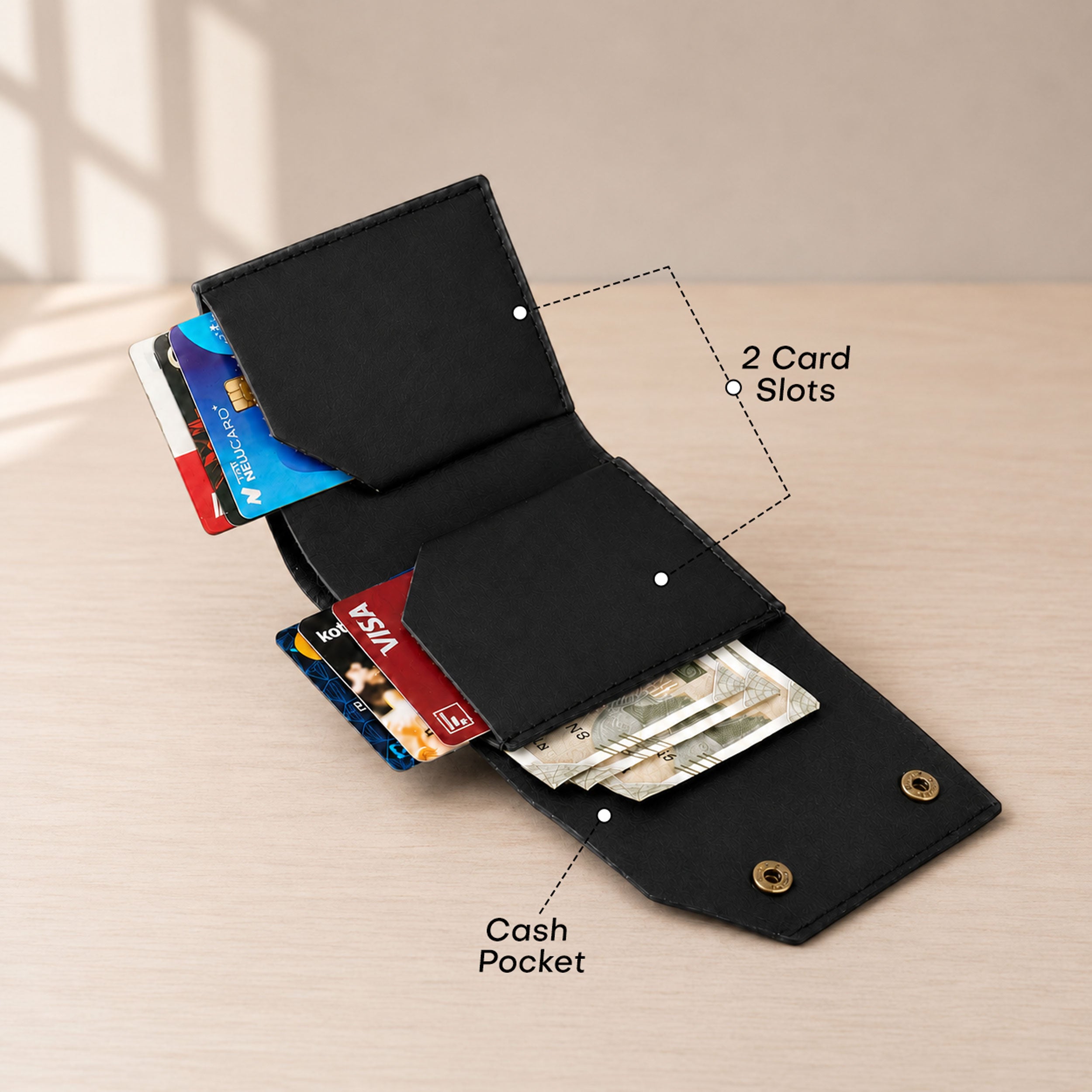 Snapper Minimalist Genuine Leather Wallet - Black