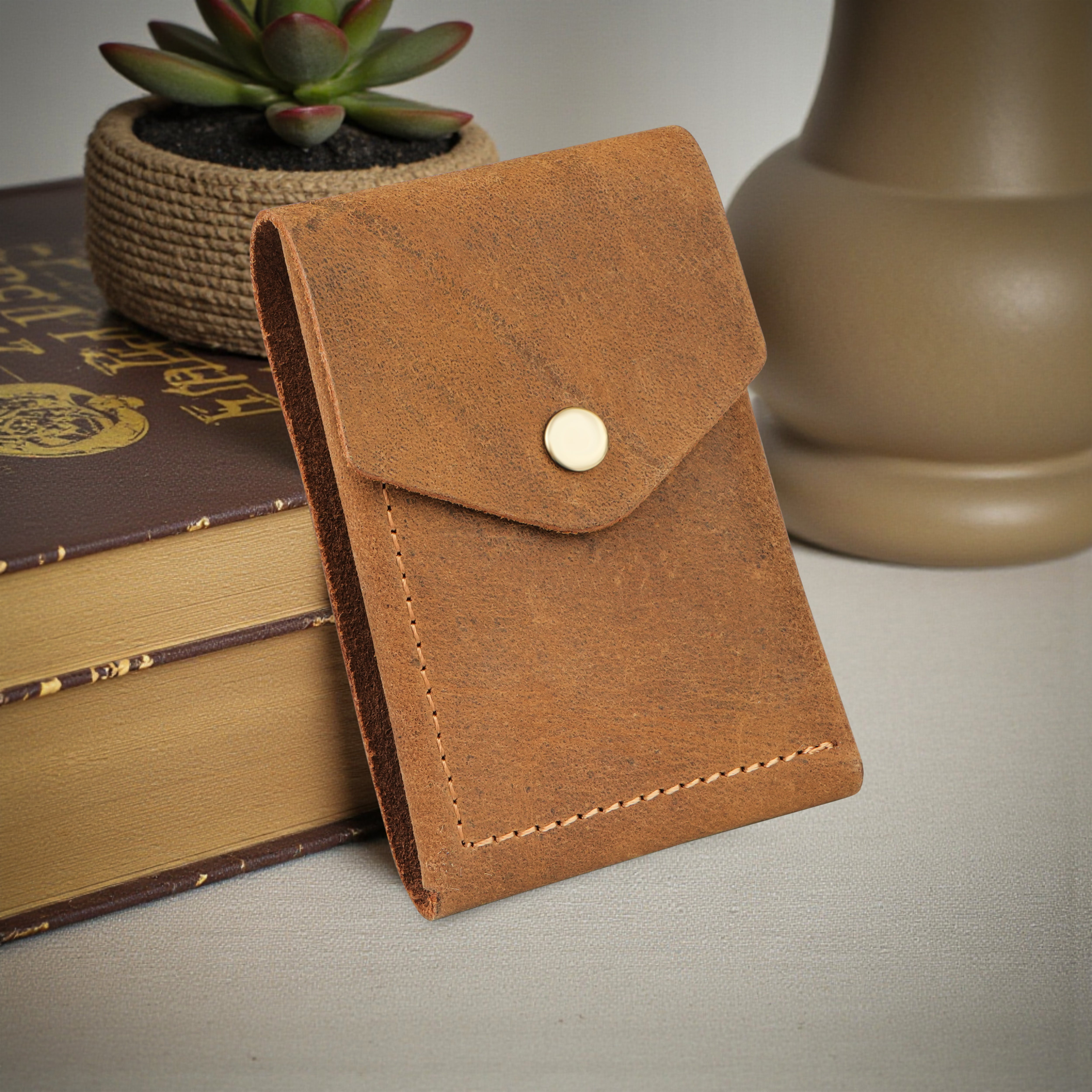 Flip Genuine Leather Wallet - Tan