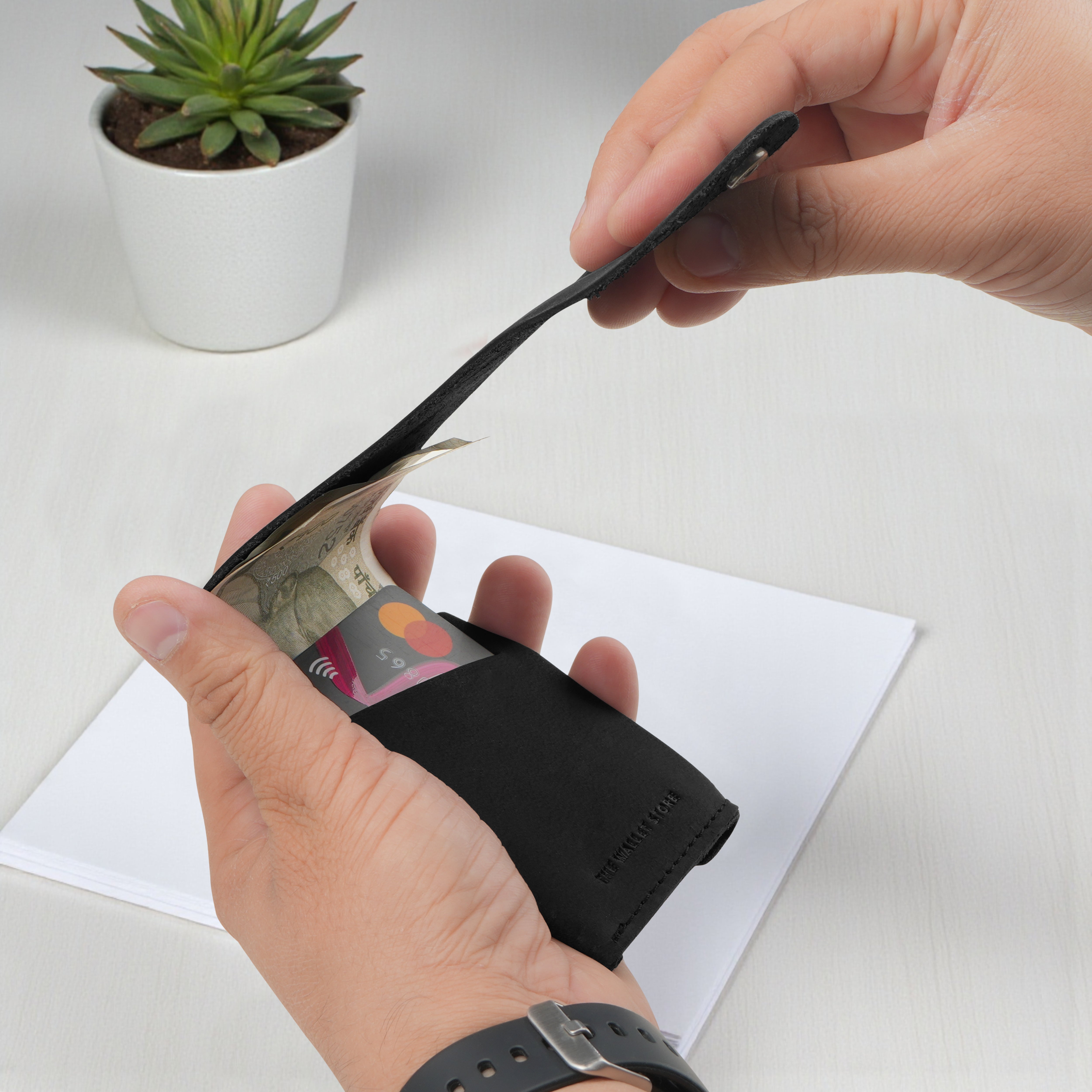 Flip Genuine Leather Wallet - Black