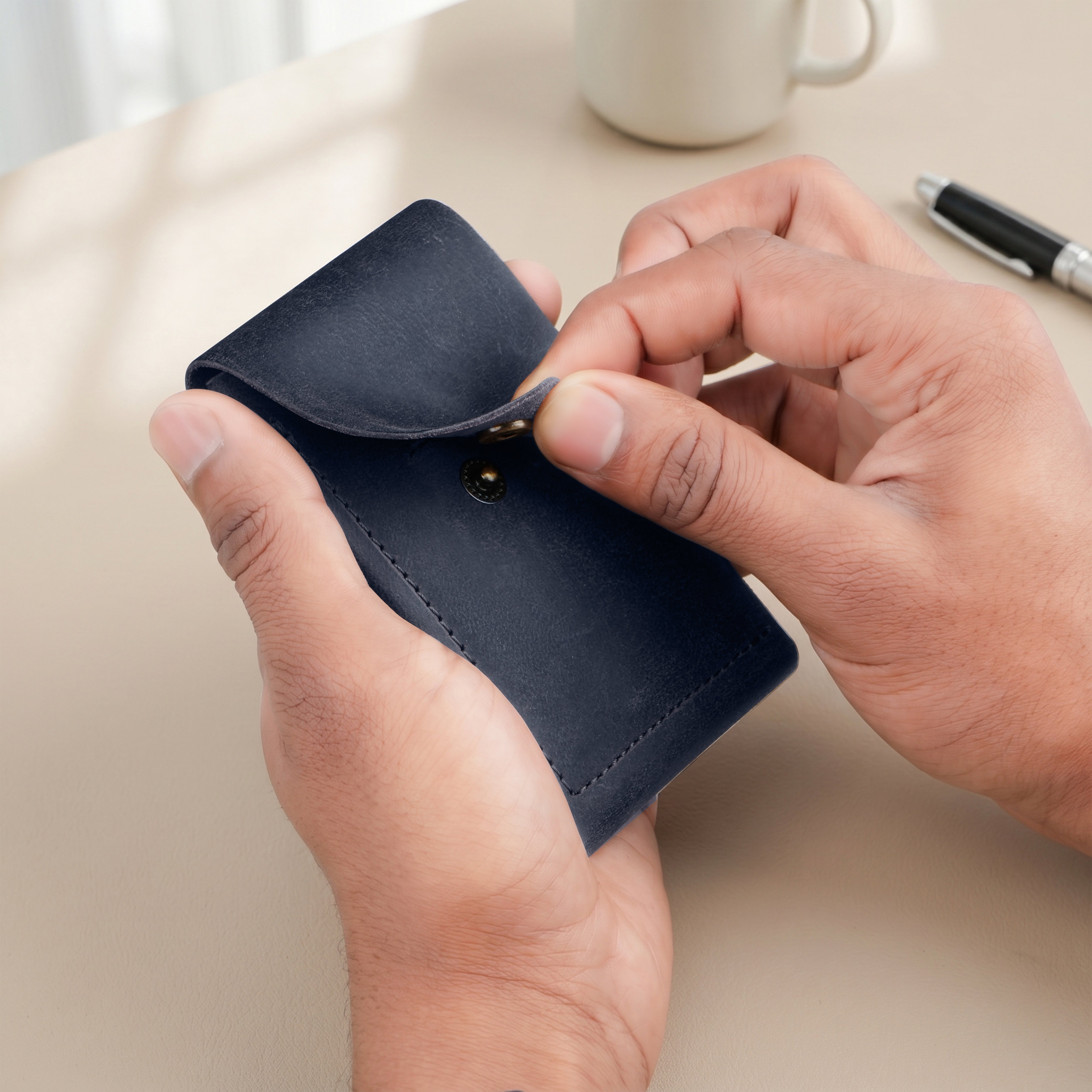 Flip Genuine Leather Wallet - Blue