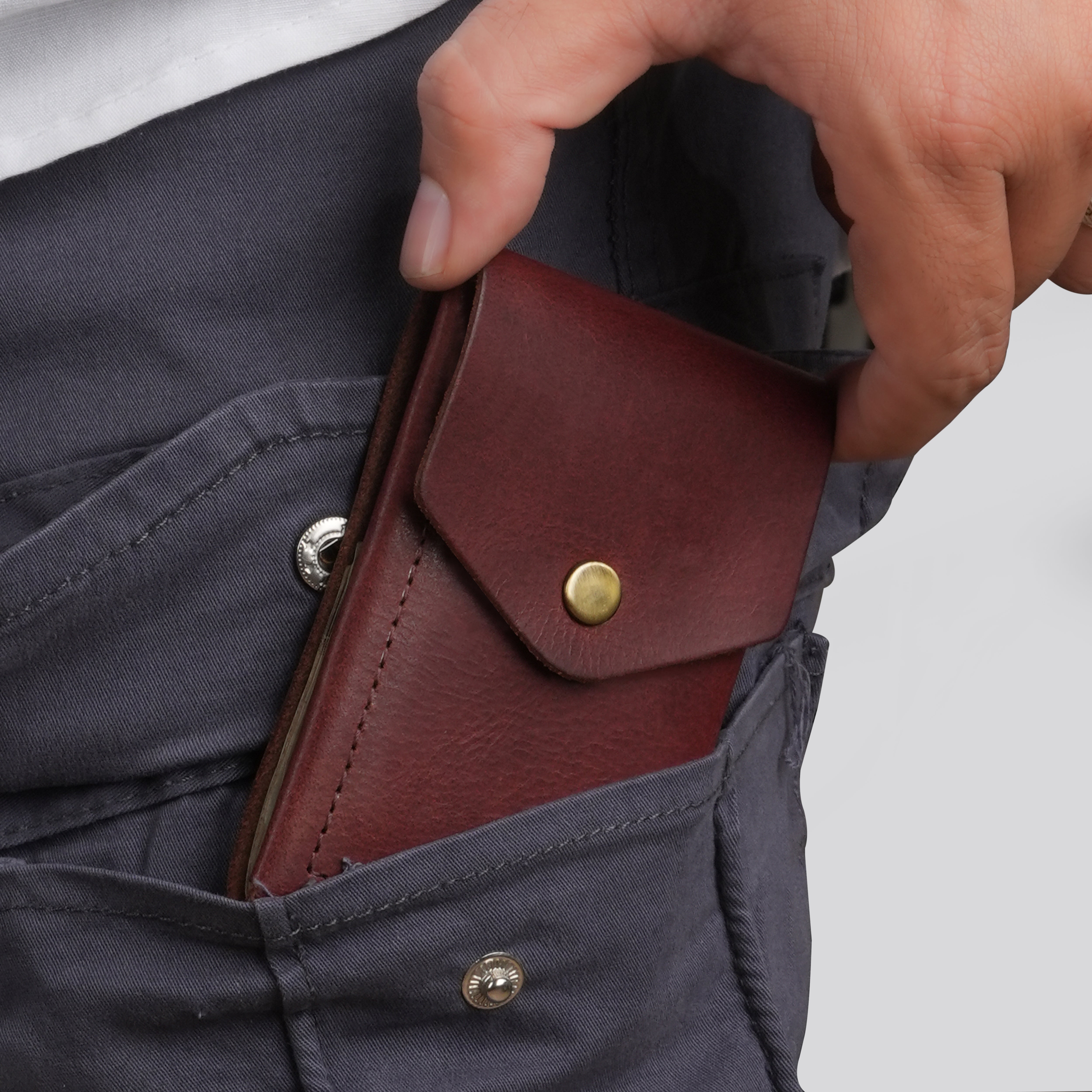Flip Genuine Leather Wallet - Wine