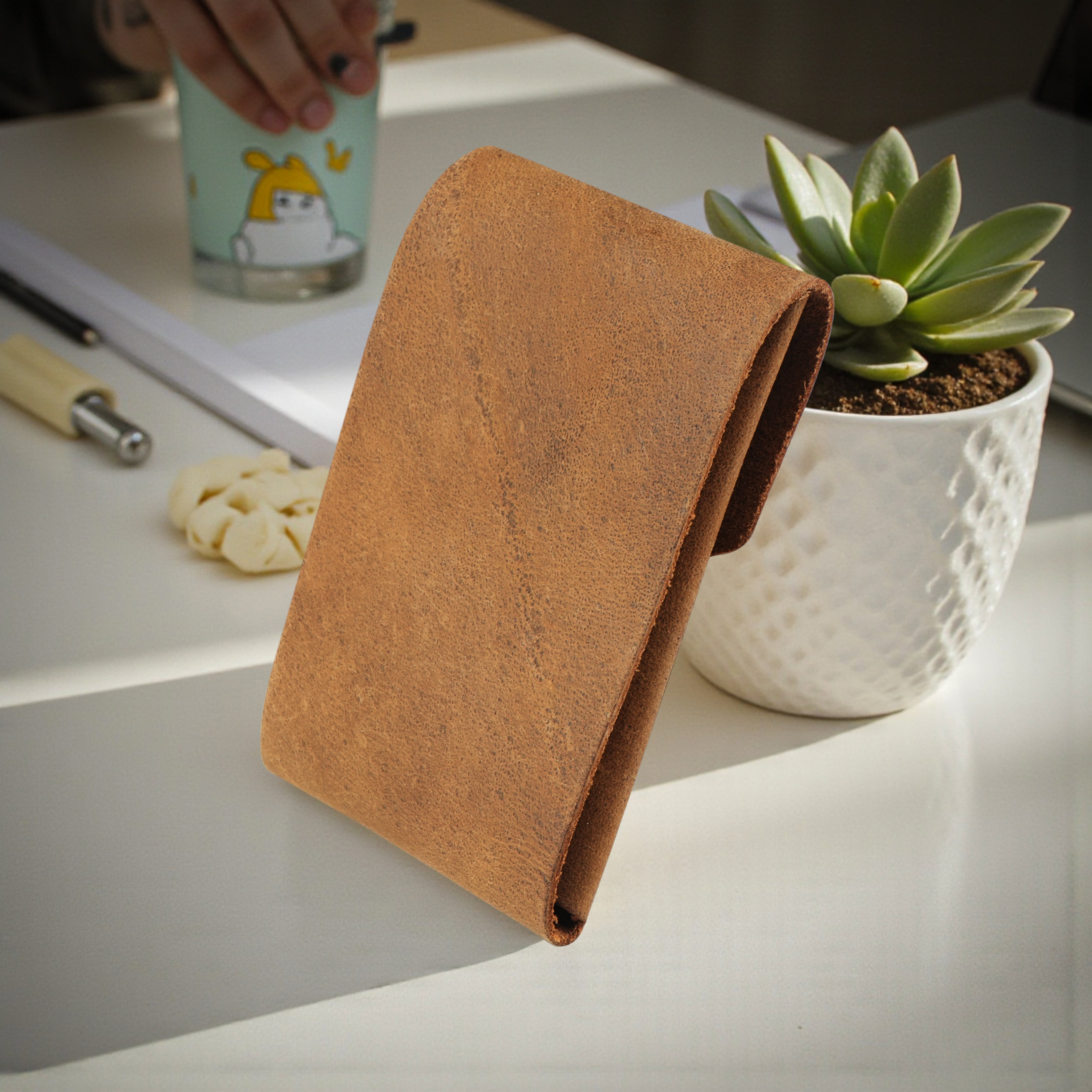 Flip Genuine Leather Wallet - Tan