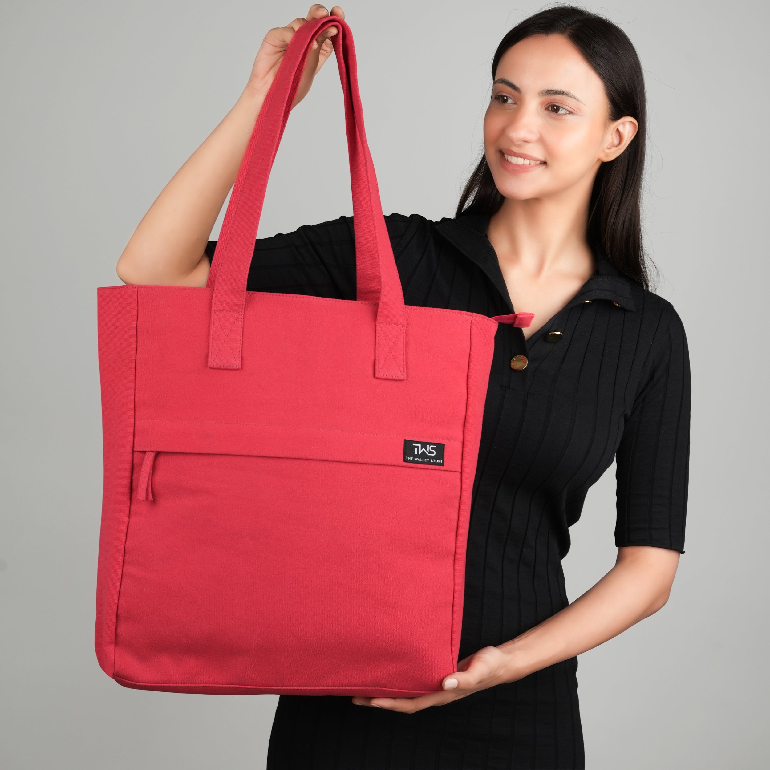 EVERYDAY VIBRANT CANVAS TOTE BAG - RED