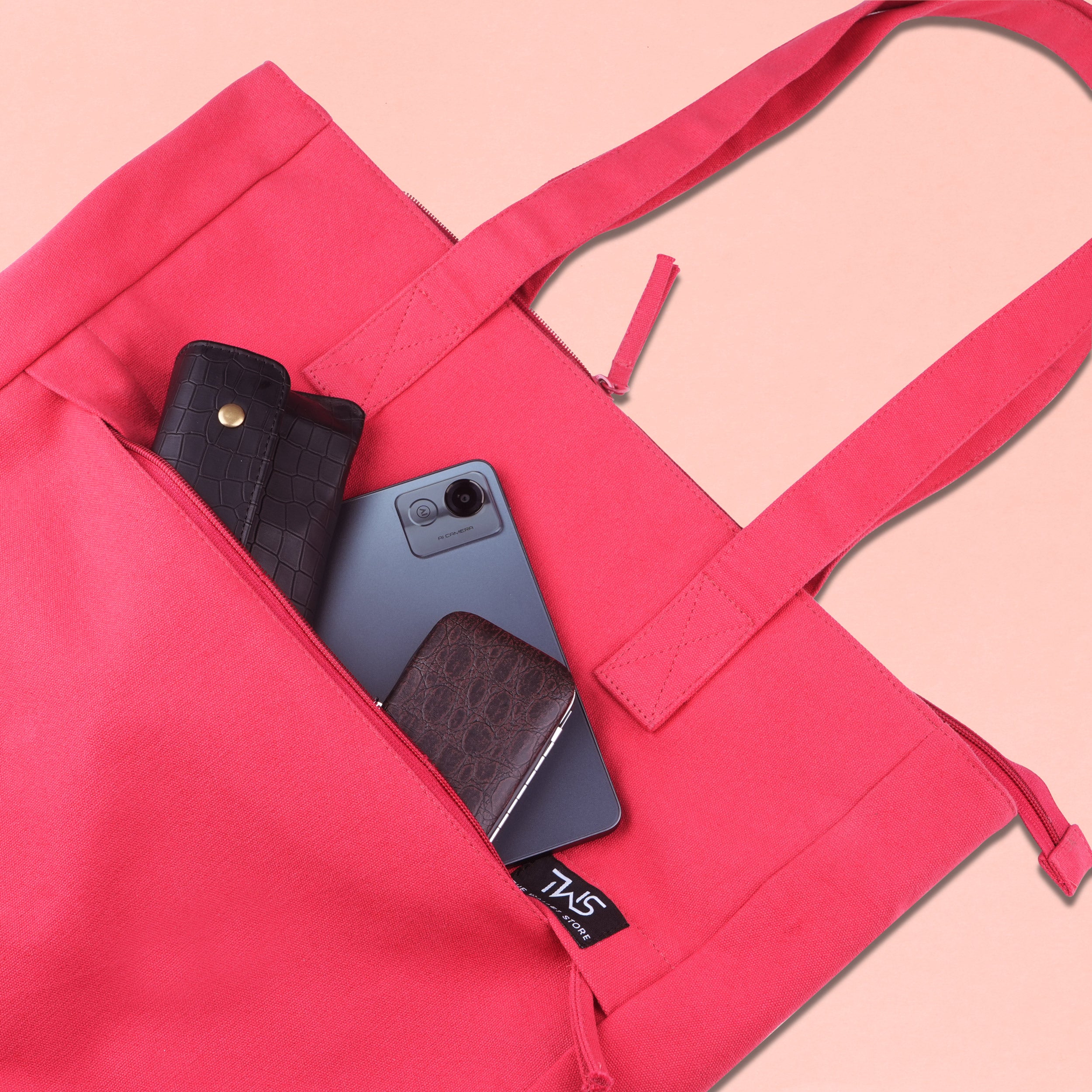 EVERYDAY VIBRANT CANVAS TOTE BAG - RED