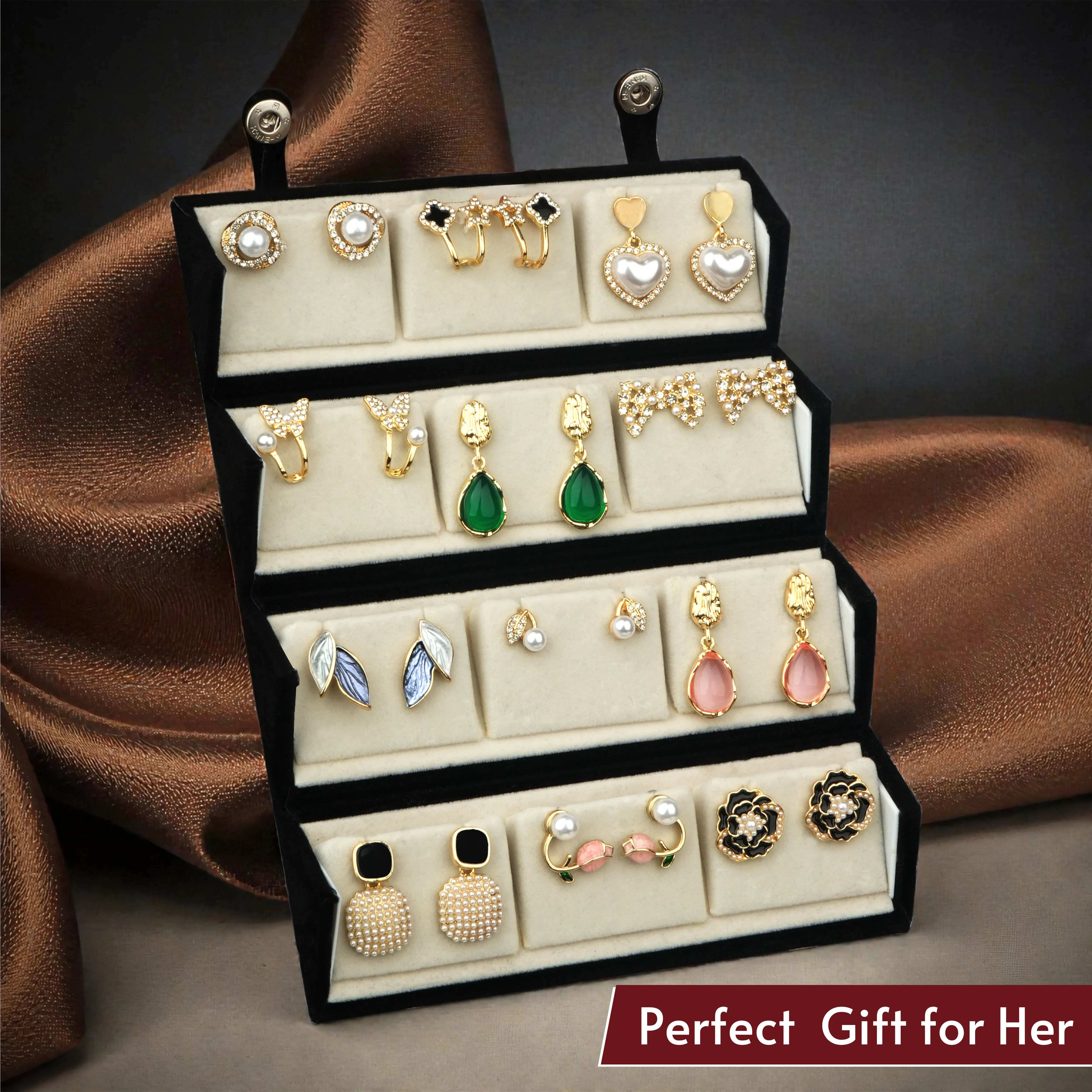 Pretty Pairings Set Of 12 Designer Earrings With Jewelry Box