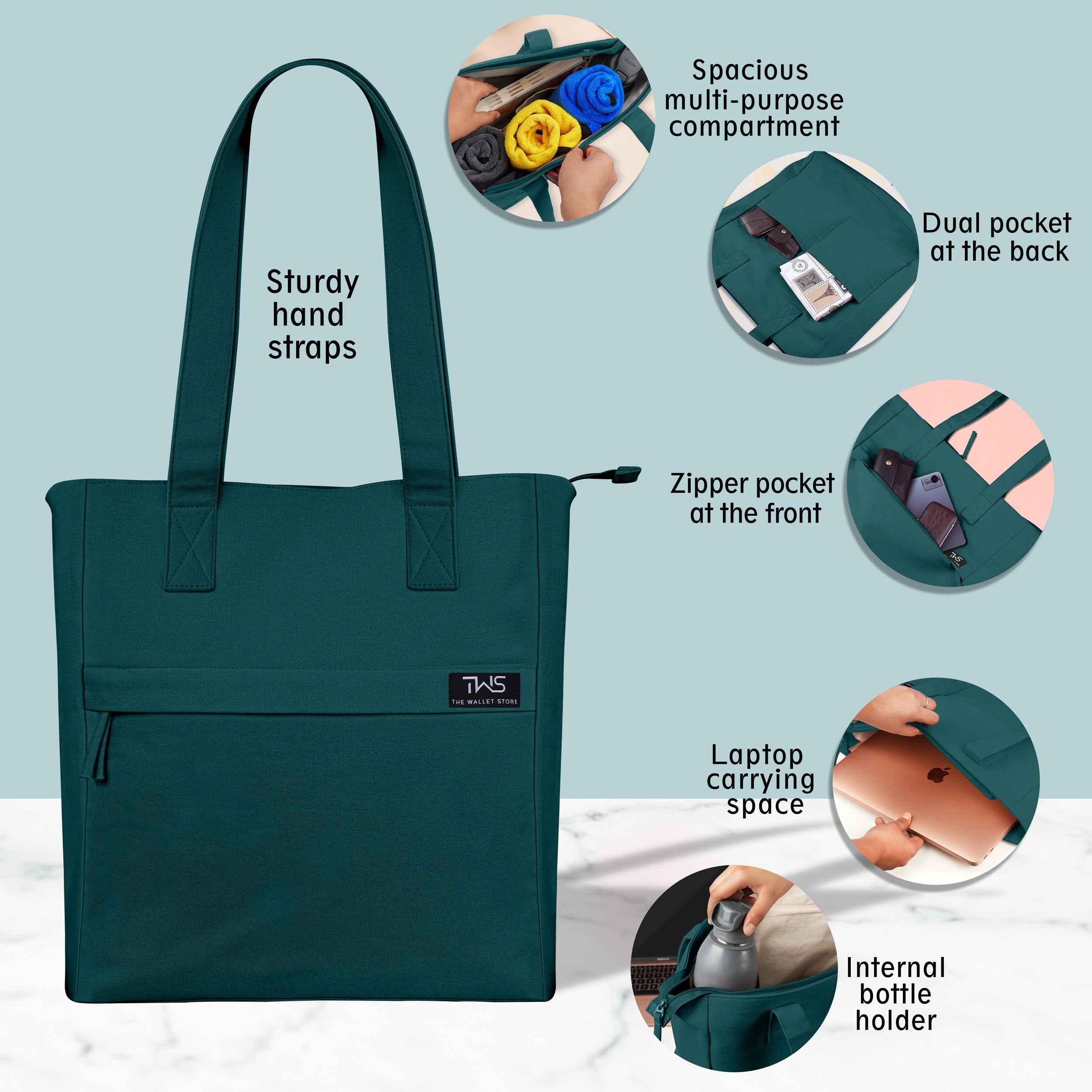 EVERYDAY VIBRANT CANVAS TOTE BAG - TEAL