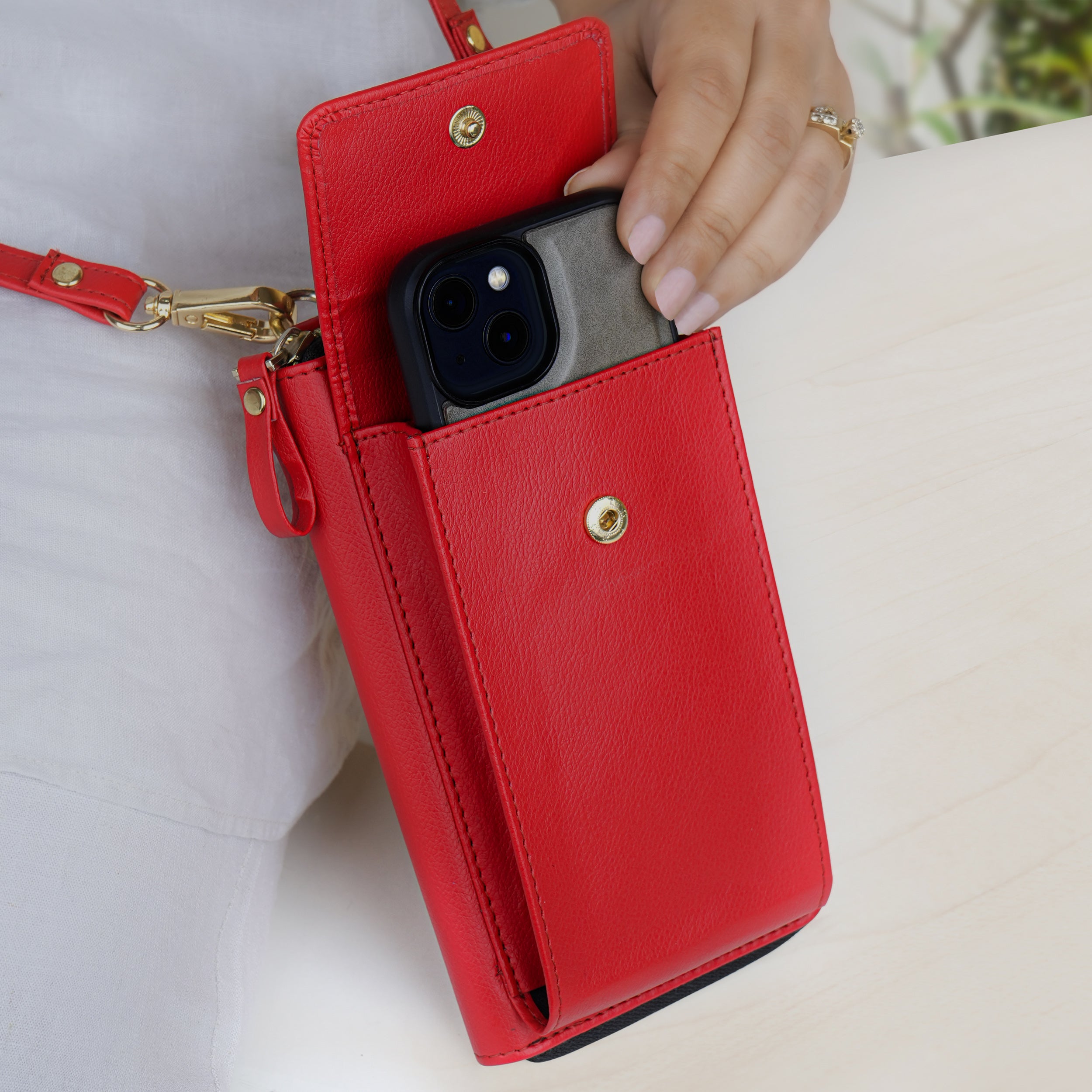 Go Glide Vegan Leather Crossbody Sling Bag - Red