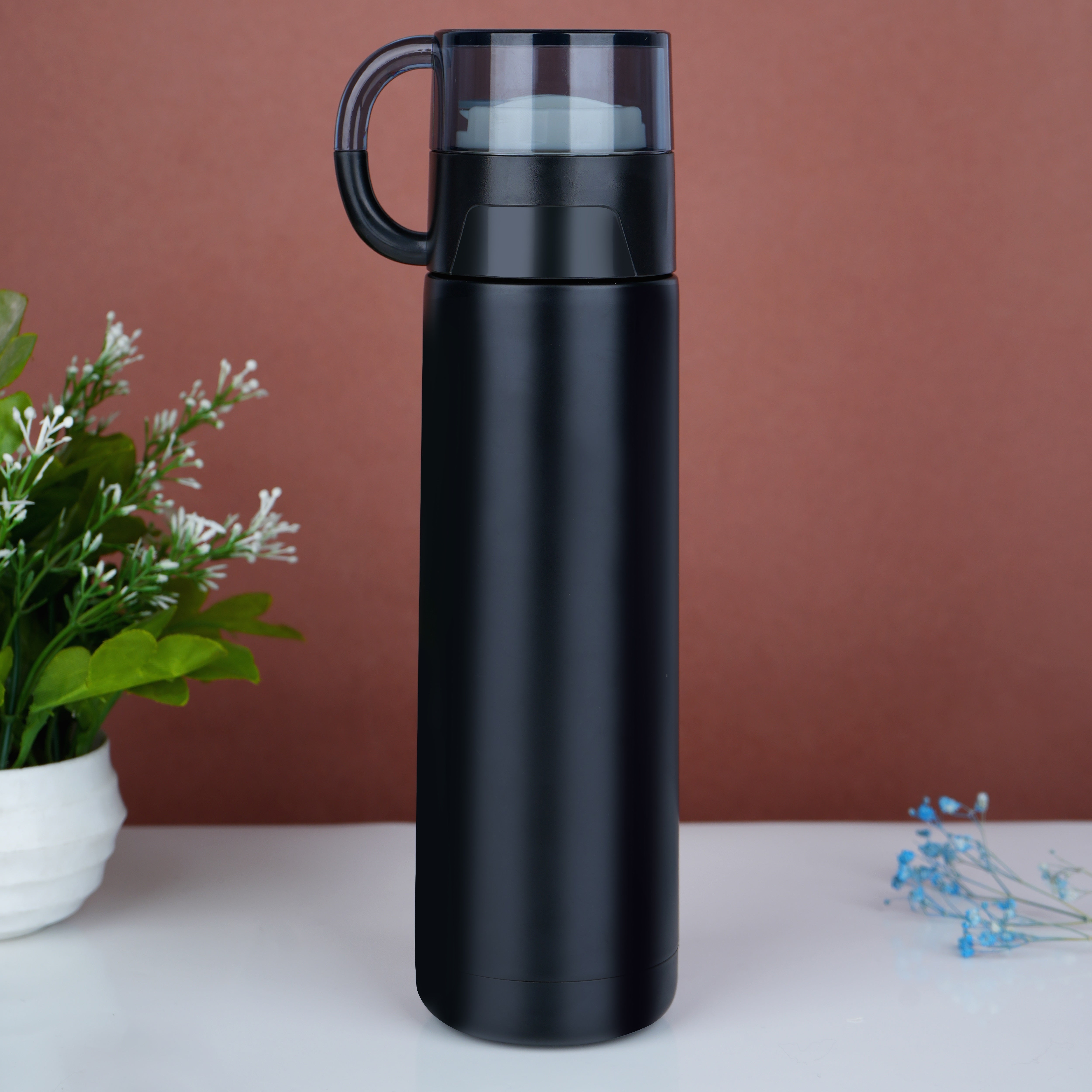 Eleganza Stainless Steel Vacuum Insulated Thermos Water Bottle With Cup