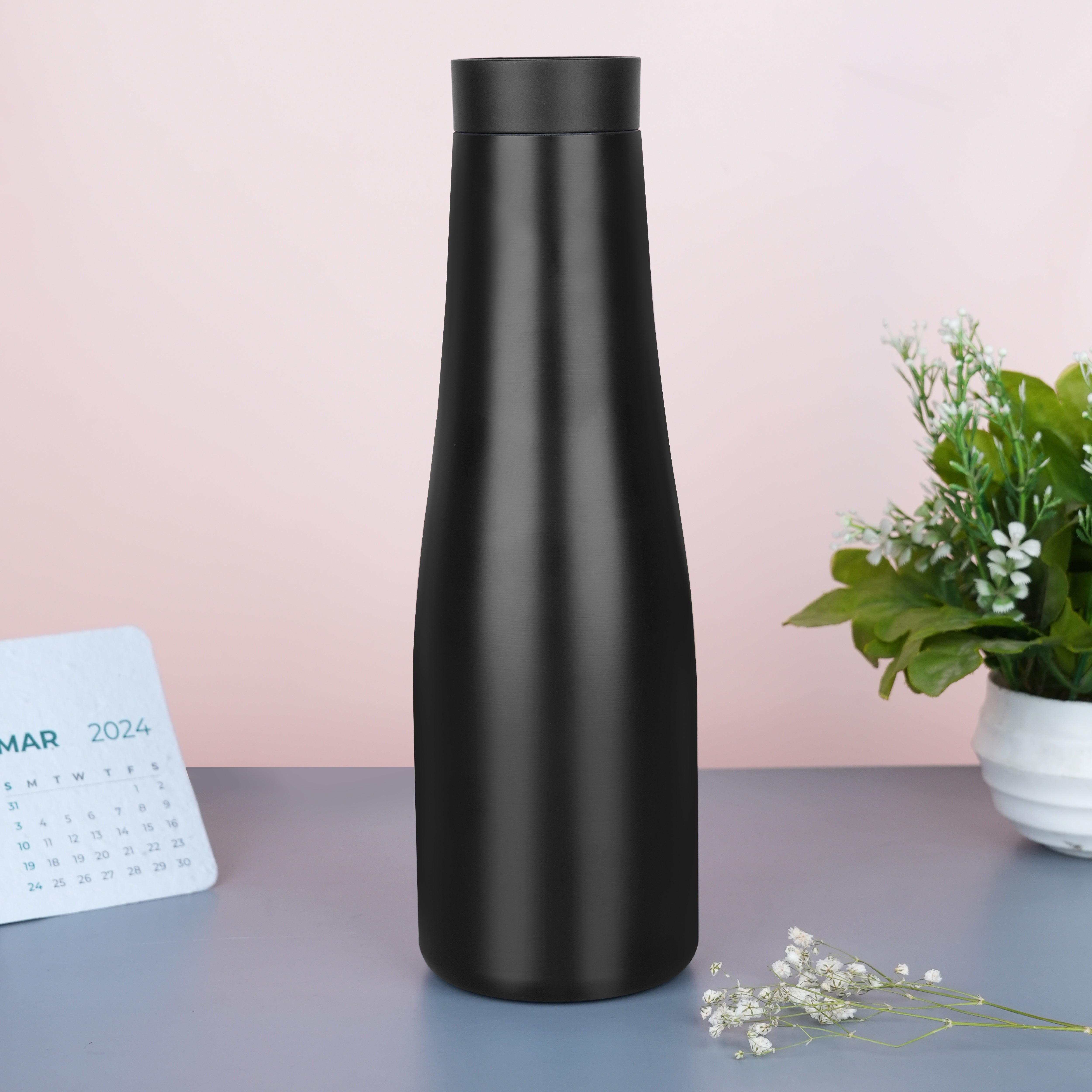 Stainless Steel Vacuum Insulated Thermos Water Bottle With Push Button Open Lid