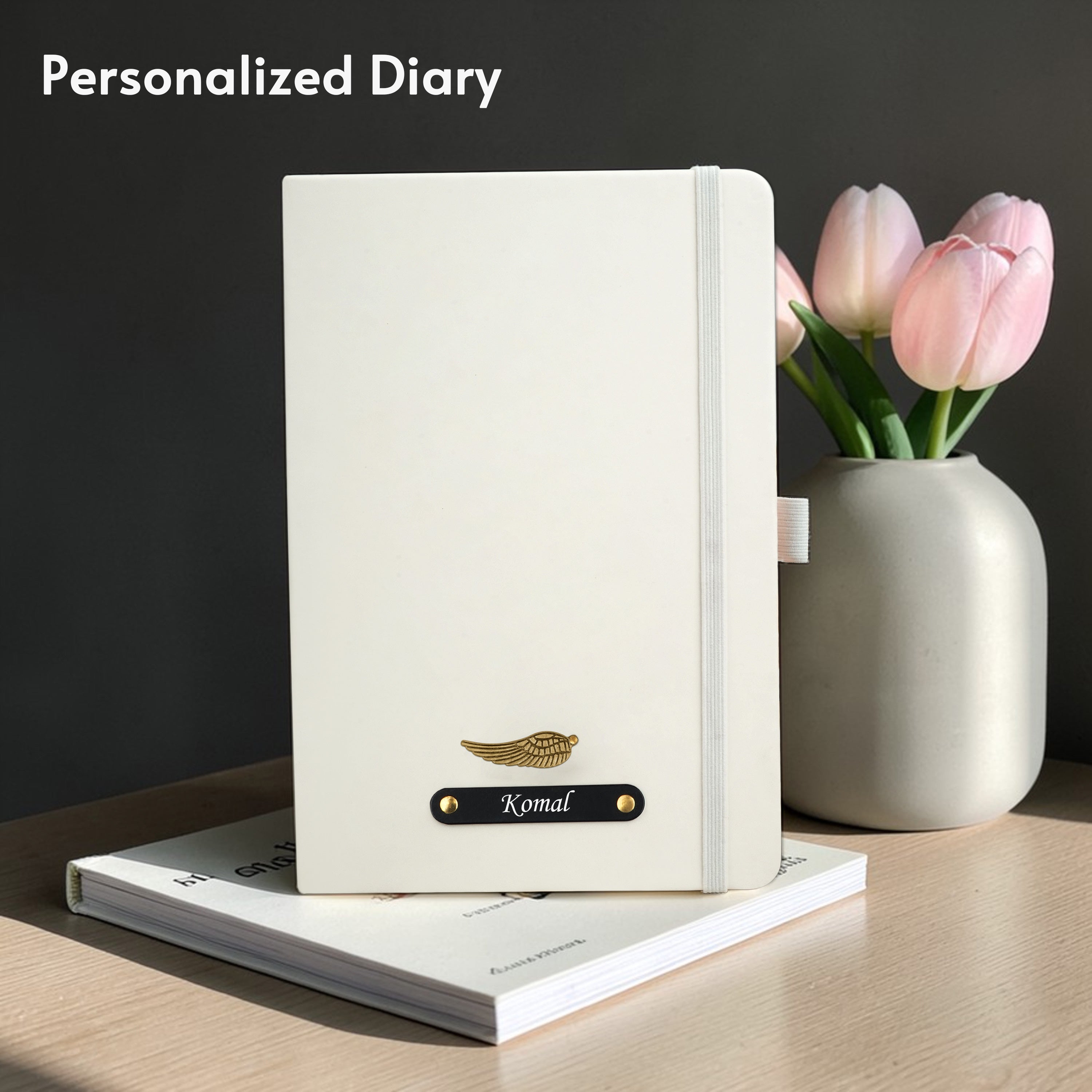 Personalized Inkspire Diary With Name & Charm - White