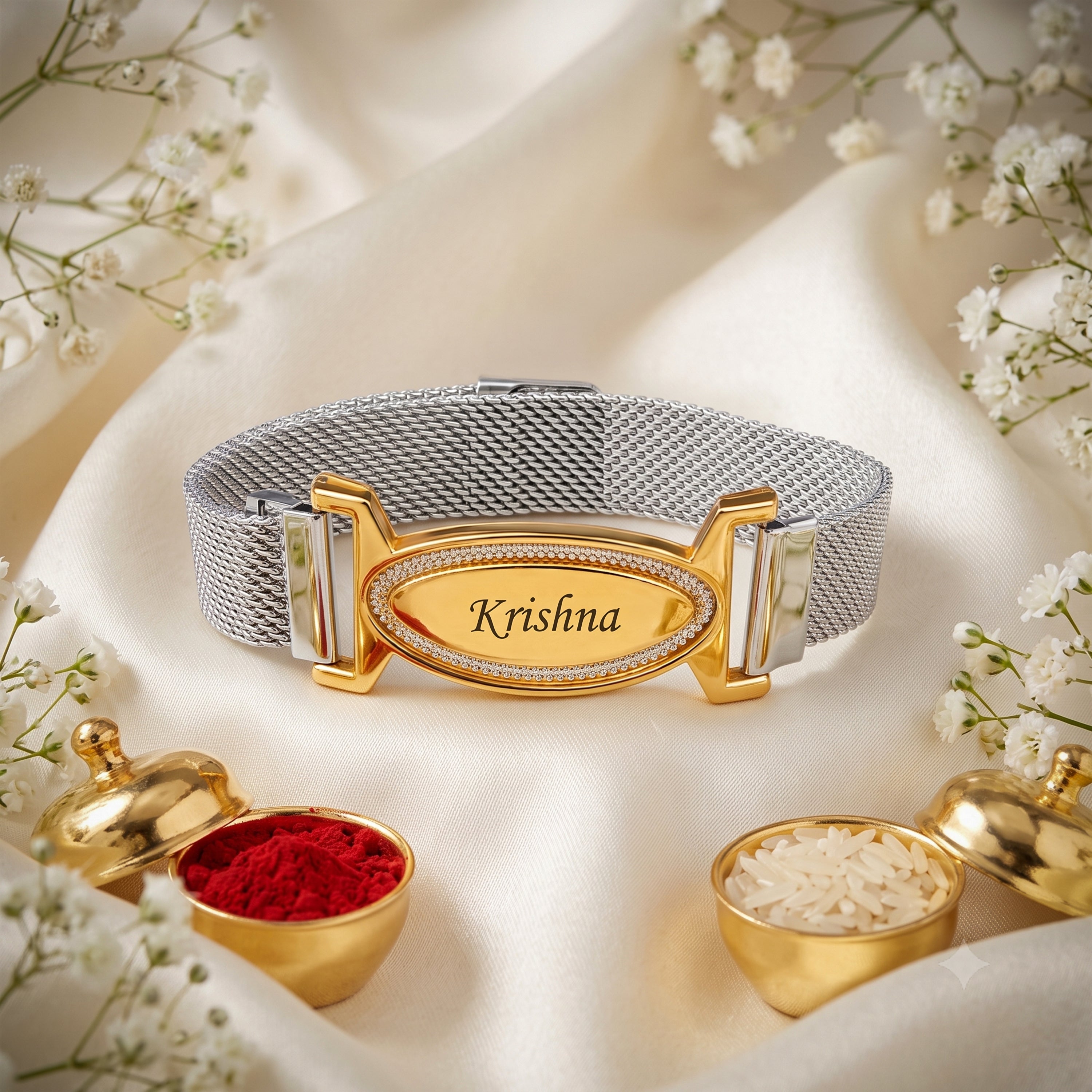 Shahi Bandhan Personalized Bracelet Rakhi With Gift Box