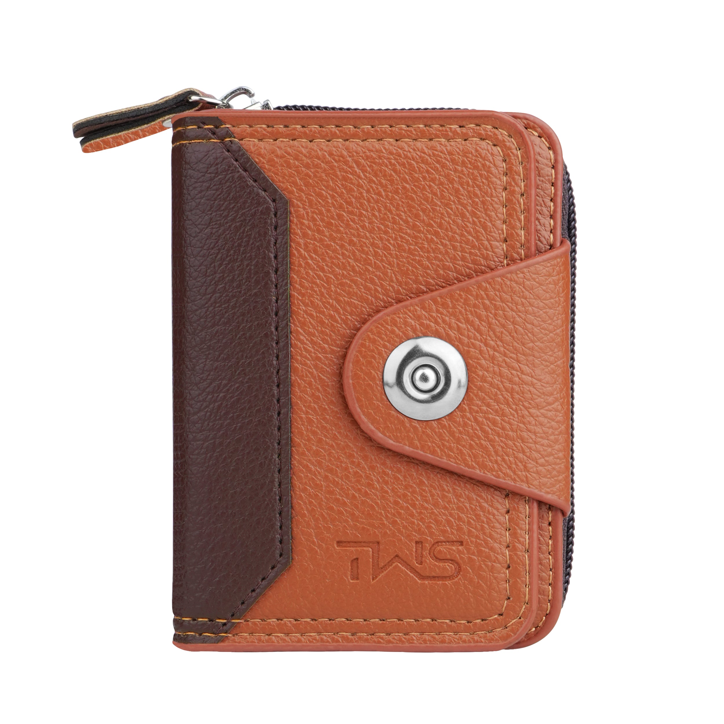 Secure Mate Vegan Leather Zipper Wallet - Tan Brown