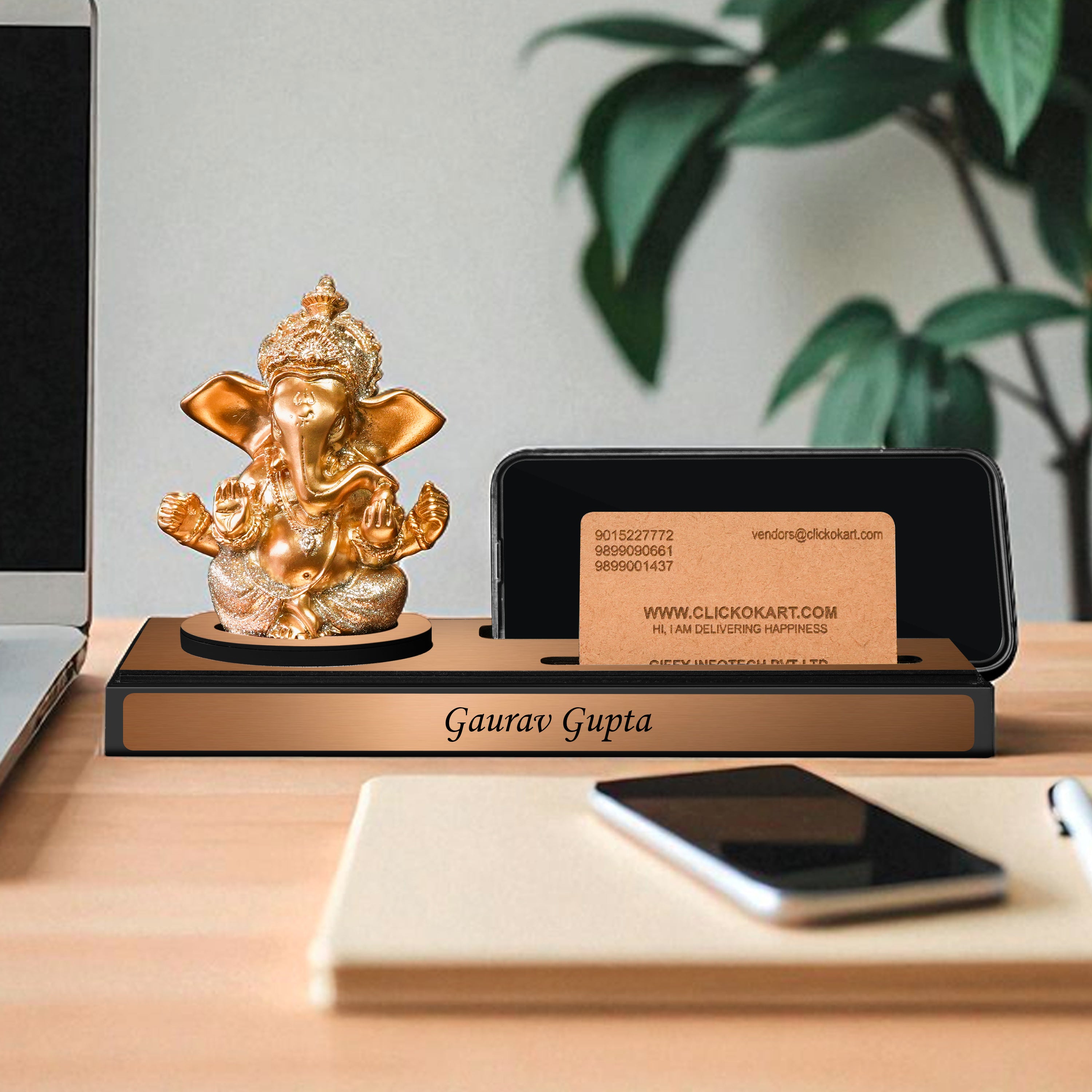 Grace & Glory Lord Ganesha Desk Organizer with Name Engraving