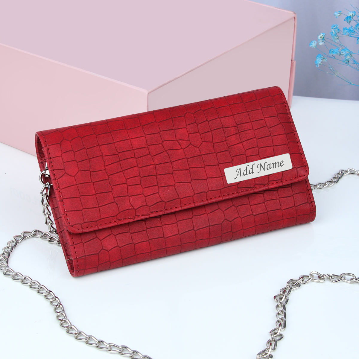 Personalized Croco Design Sling Bag With Name & Message Card