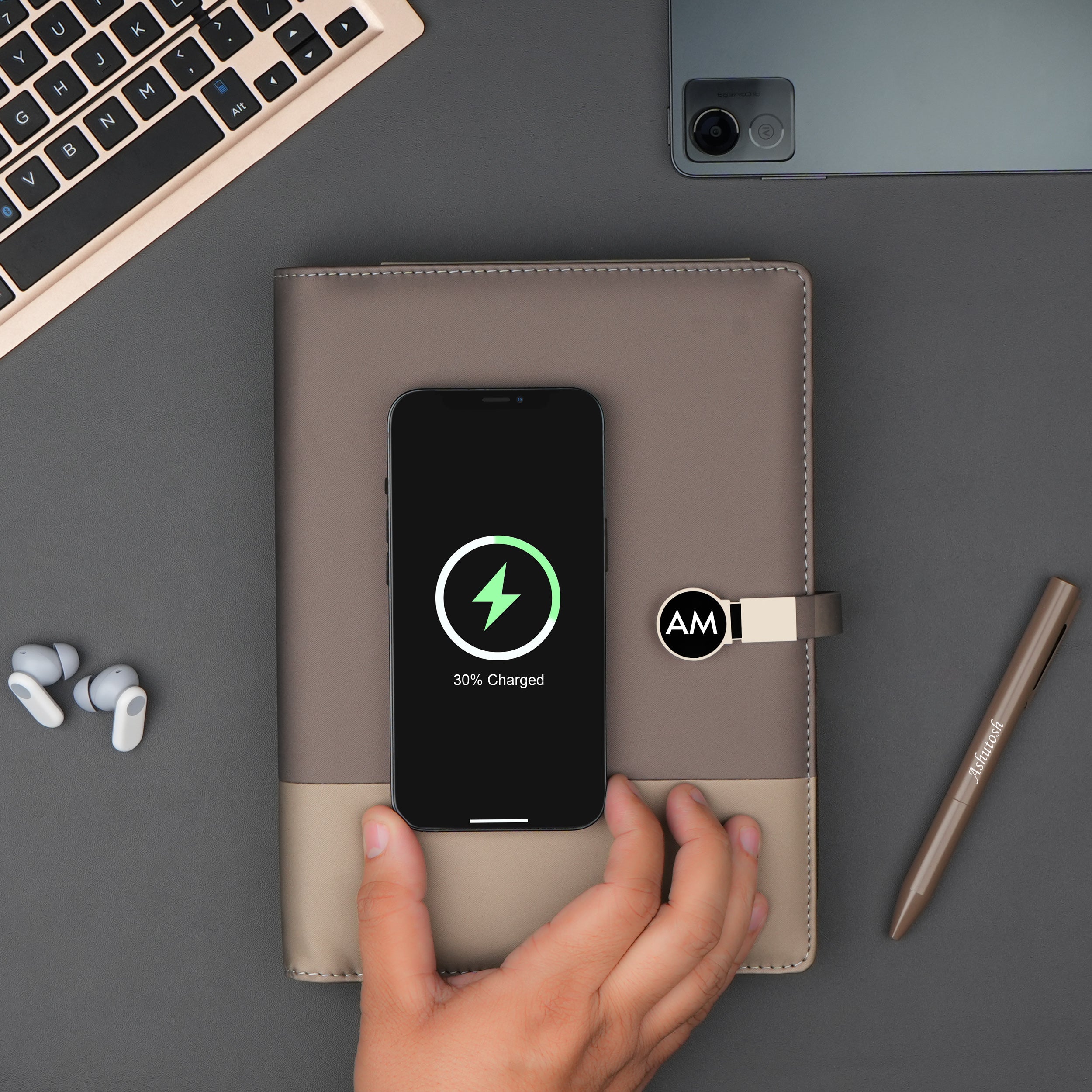 Personalized Power Scribe Diary & Pen Set With Inbuilt LED light & Wireless Charging