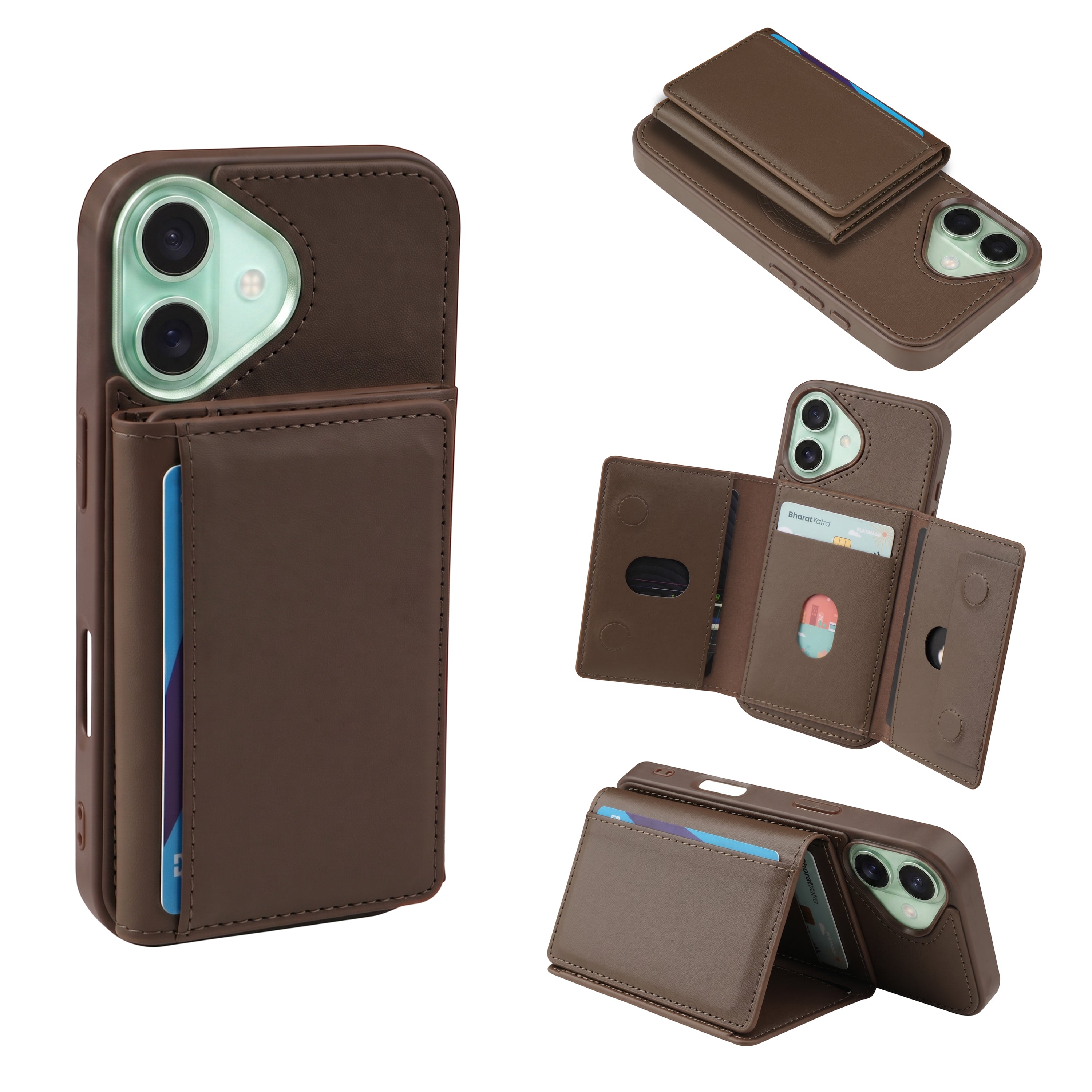 iPhone 17 Magnetic Case with Detachable Cardholder - Brown