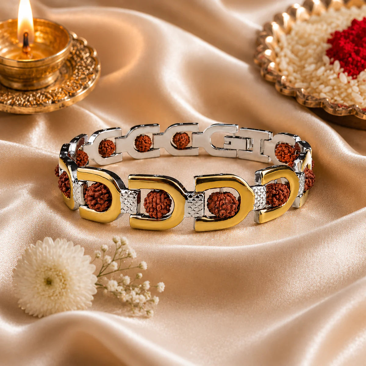 Royale Rudraksh Gold Plated Bracelet Rakhi