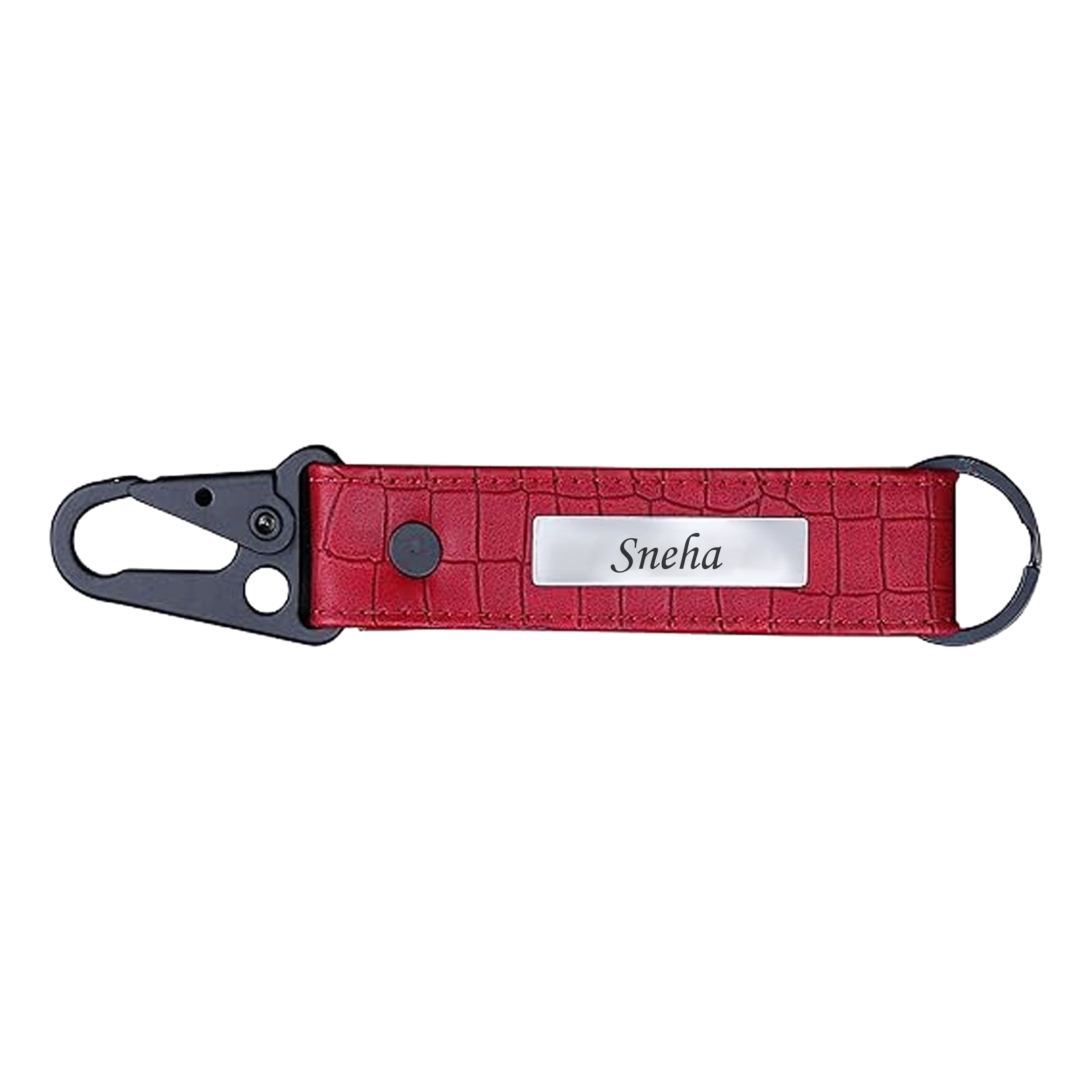 Personalized Croco Design Keychain With Name - Red
