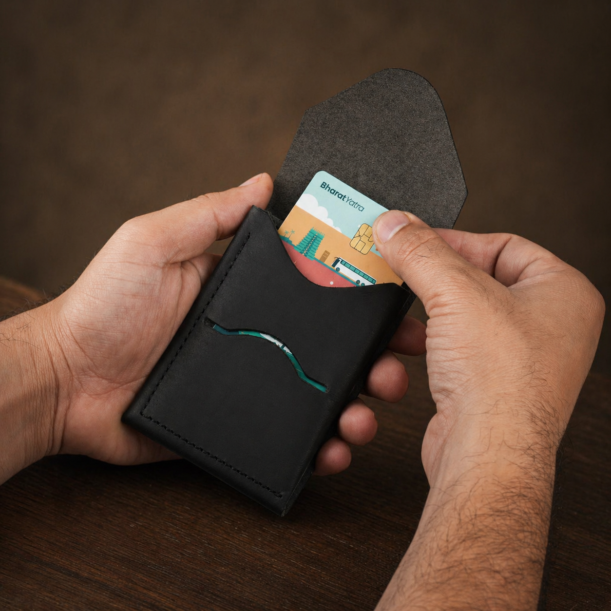 Urban Flip Genuine Leather Wallet - Black